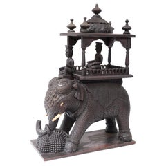 Carved Burmese Elephant Statue Antique 1890 Burma