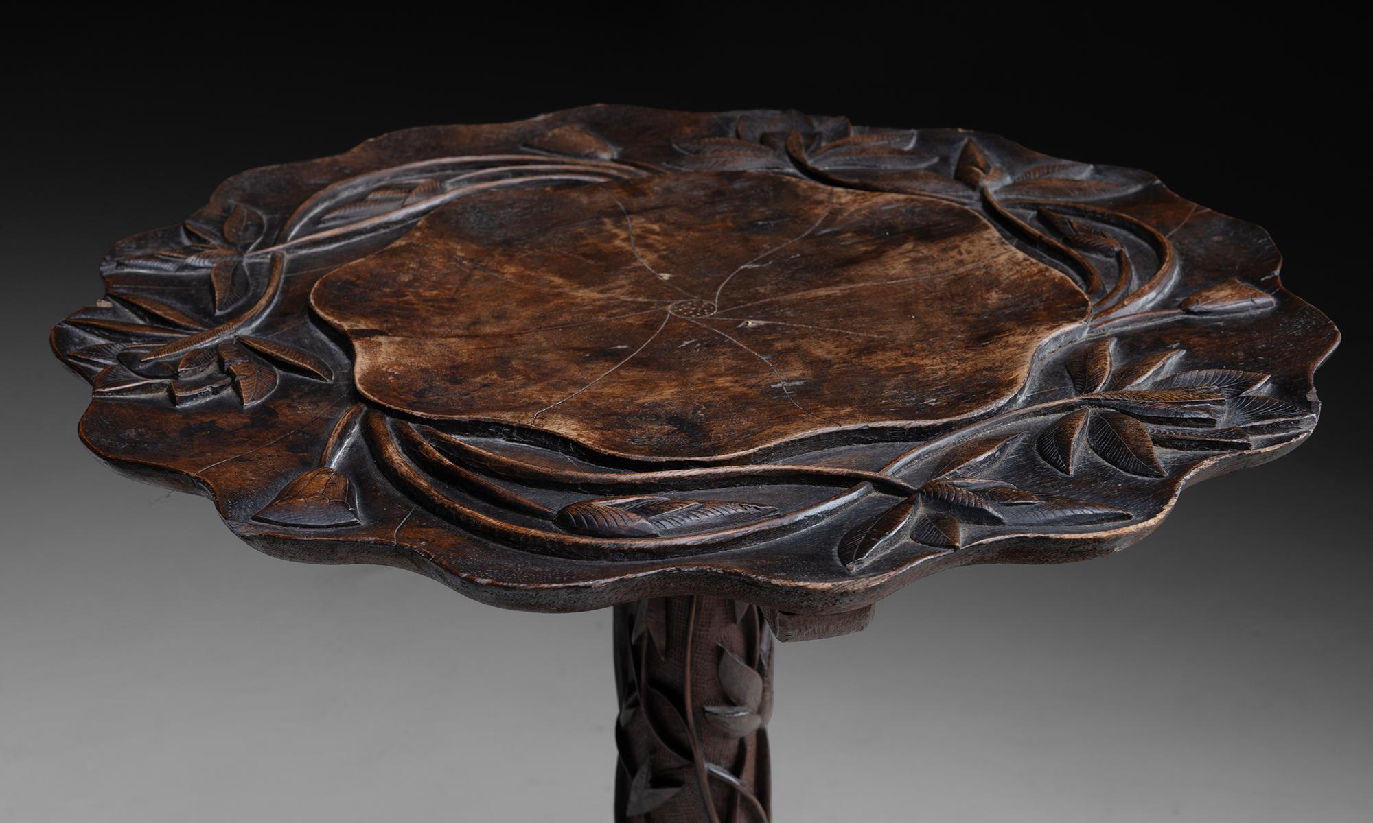 Central Asian Carved Burmese Side Table, Asia circa 1910