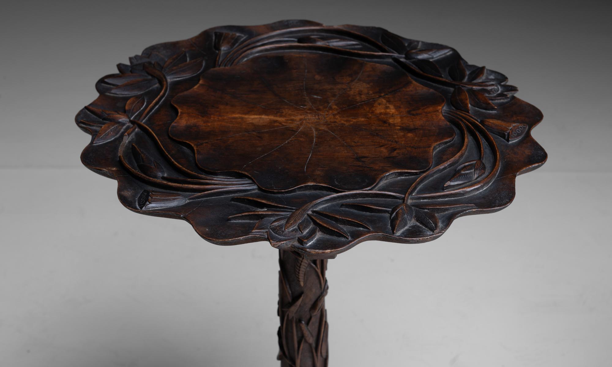 Carved Burmese Side Table, Asia circa 1910 In Good Condition In Culver City, CA