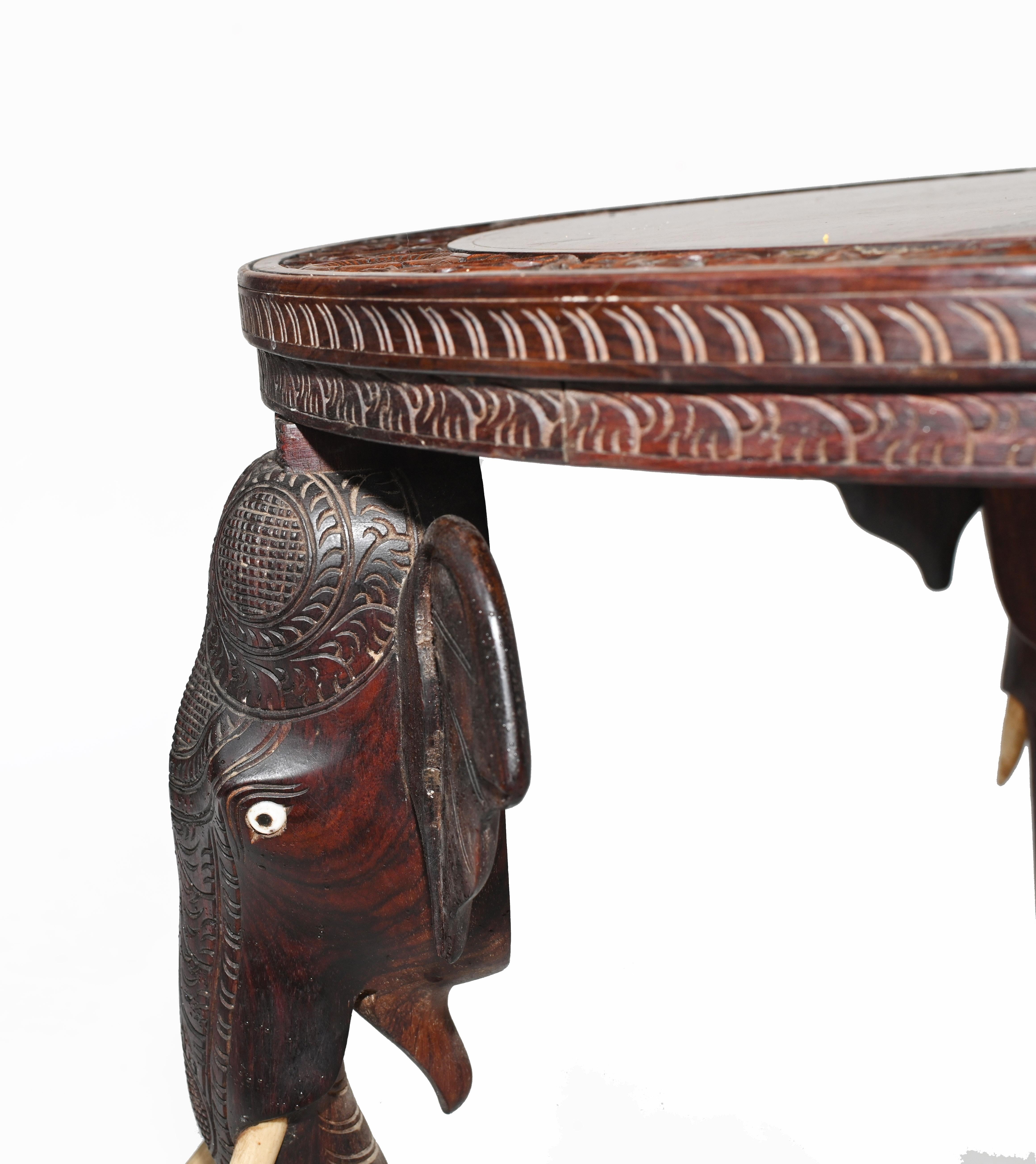 Carved Burmese Table Elephant Legs Antique Burma Furniture 1