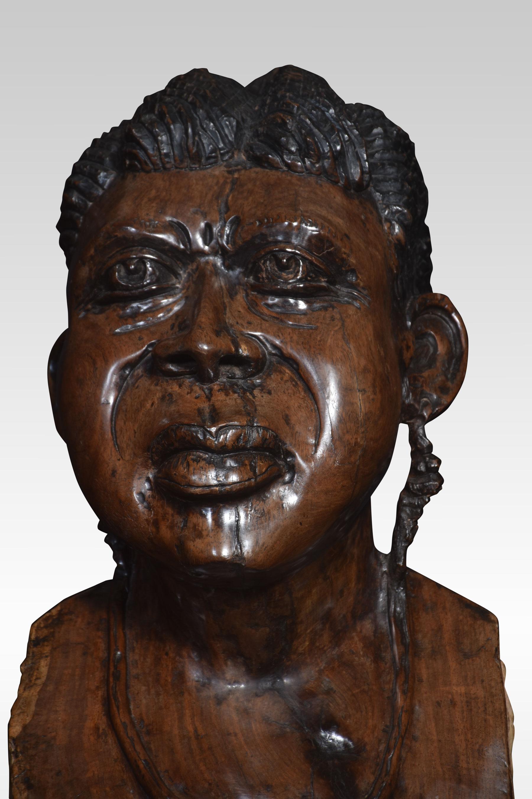 20th Century Carved bust of a tribeswoman For Sale