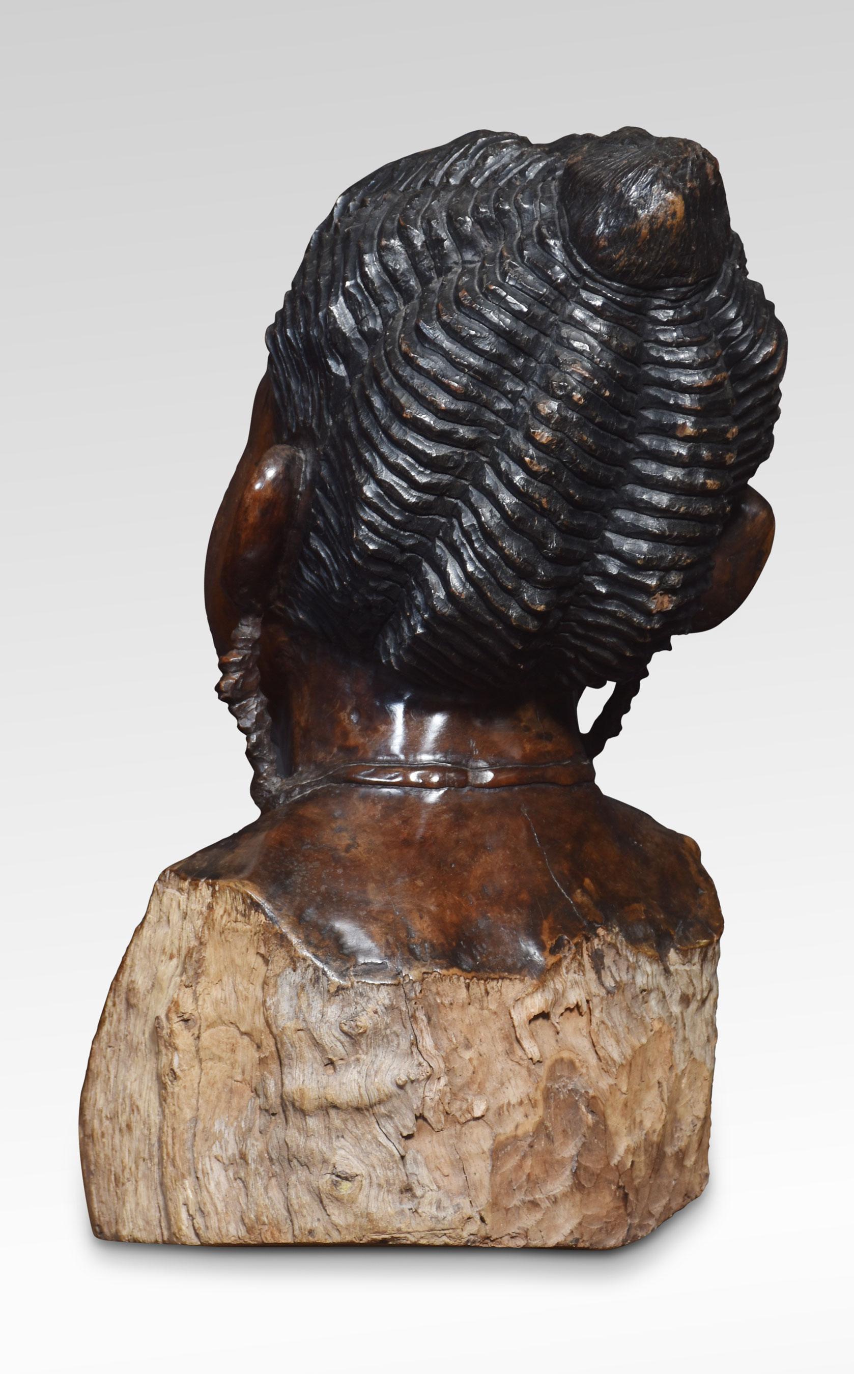 Carved bust of a tribeswoman For Sale 1