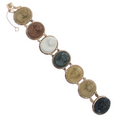 Carved Cameo High Relief Lava Rose Gold Vintage Bracelet
