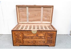 Carved Camphor Wood Trunk As Cocktail Table