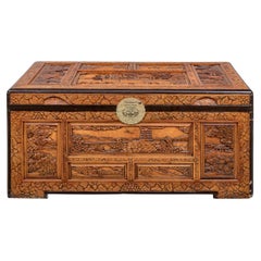 Carved Camphor Wood Trunk As Cocktail Table