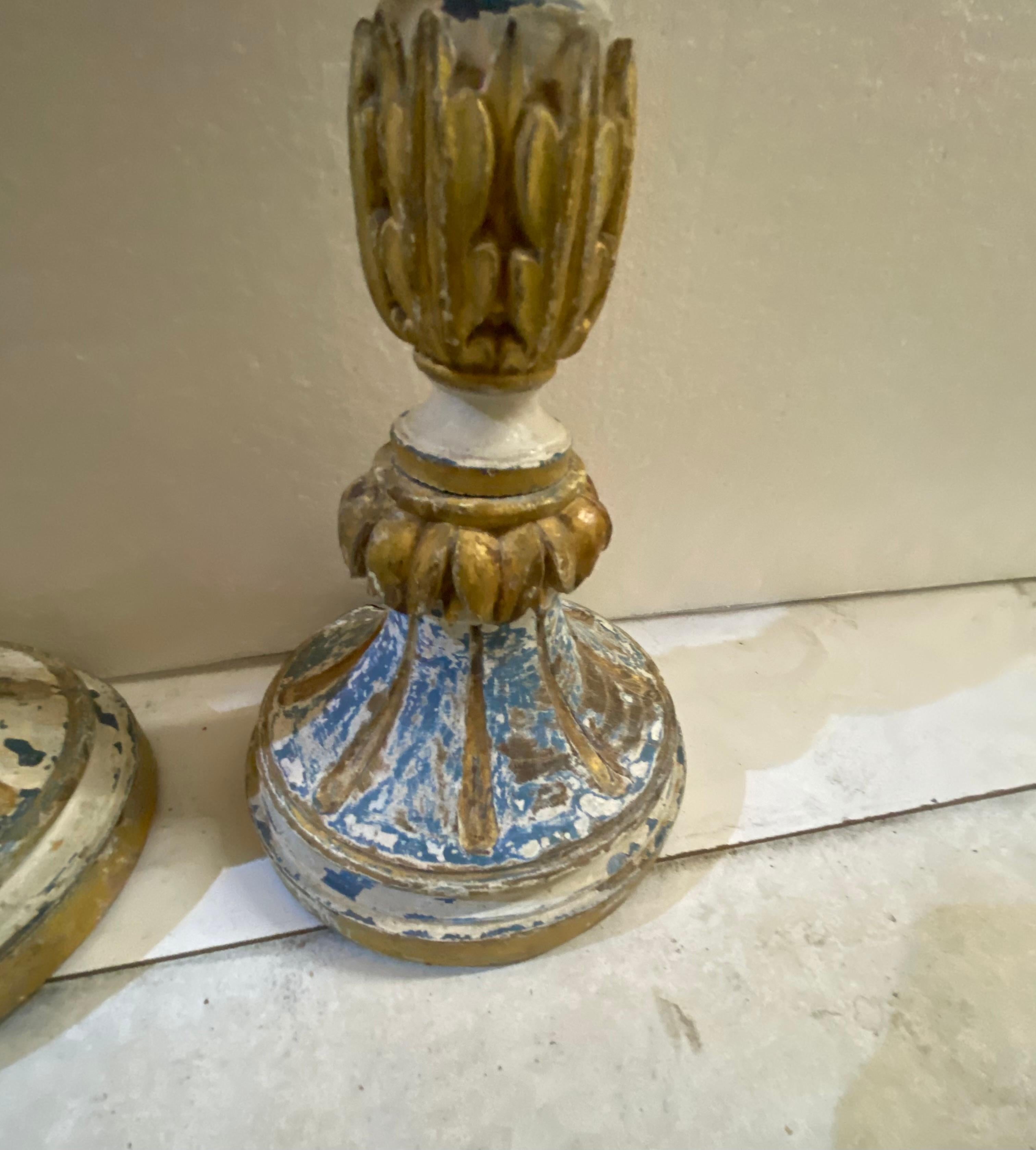 Italian Carved Candle Stick For Sale
