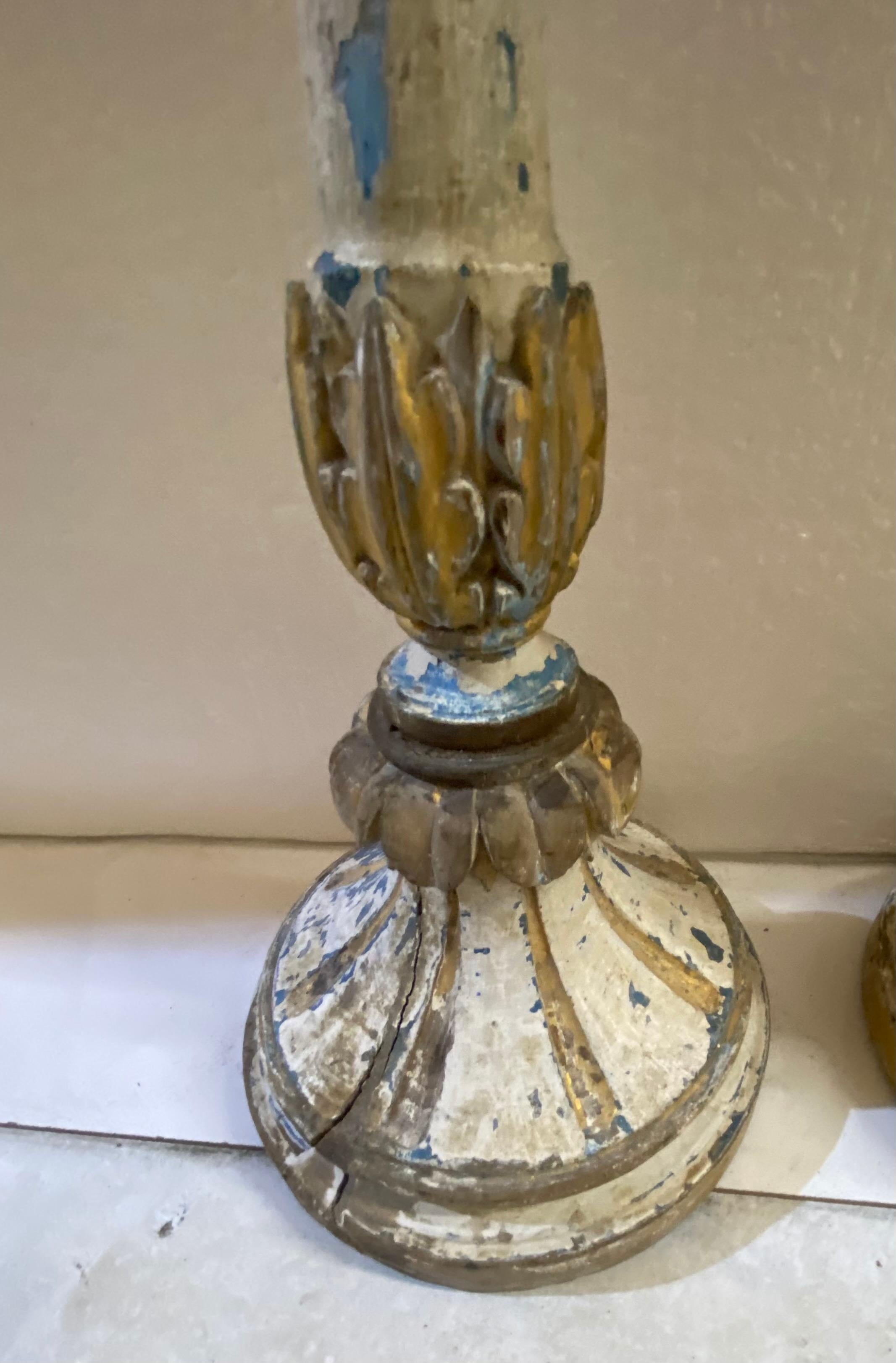 Carved Candle Stick In Fair Condition For Sale In Dallas, TX