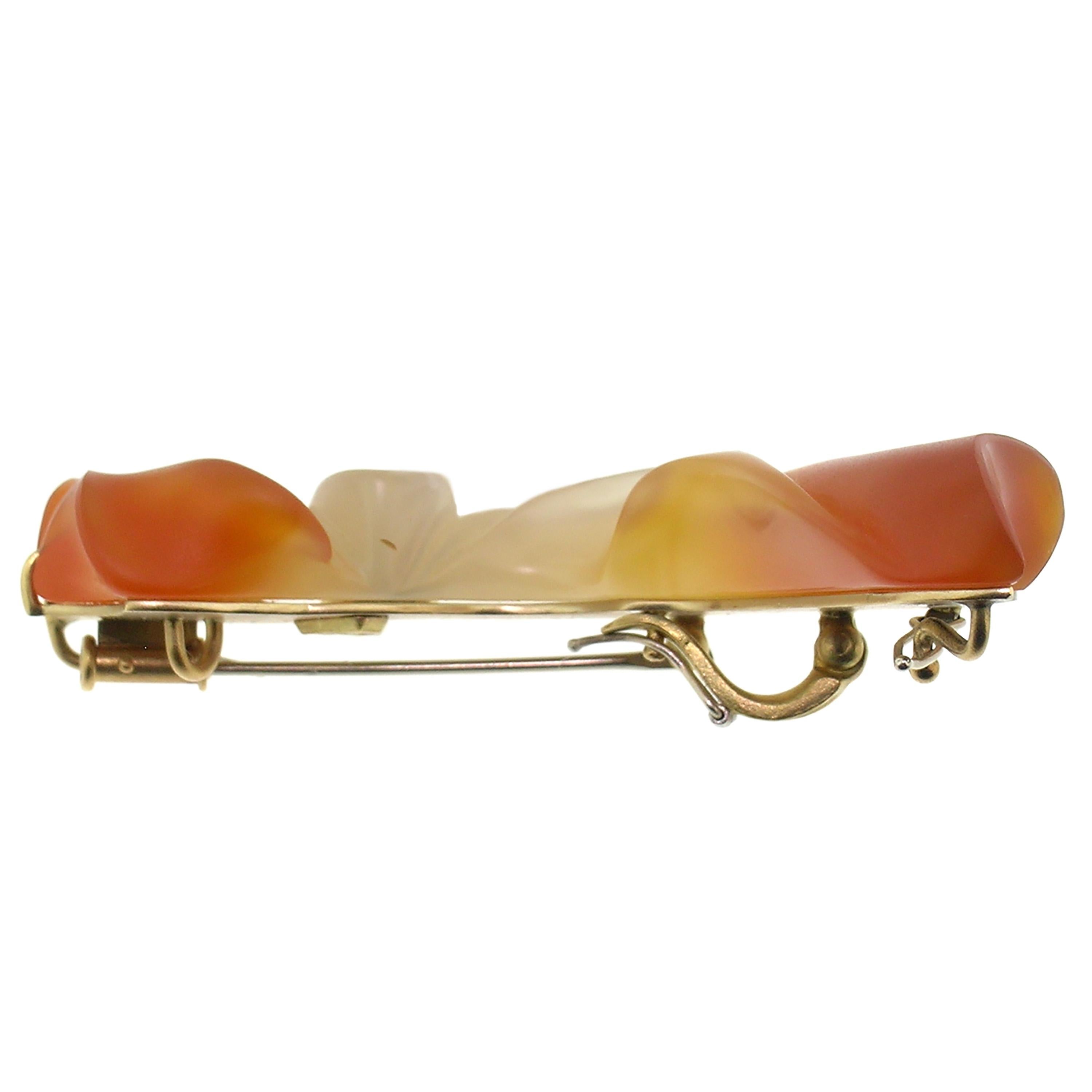 Carved Carnelian Sculpture in 18kt Pendant, Enhancer, & Brooch In New Condition For Sale In Logan, UT