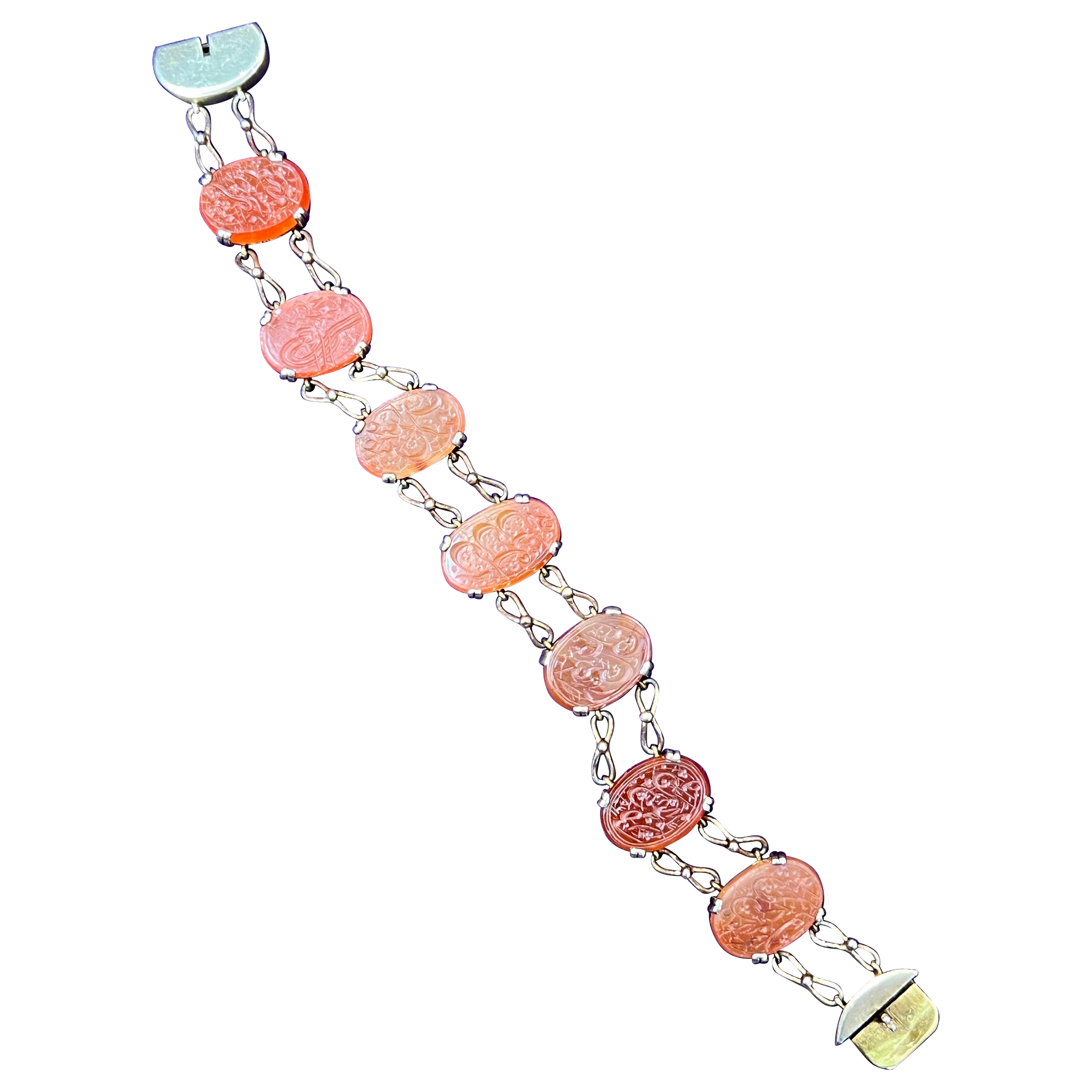 Carved Carnelian Islamic Calligraphy  Bracelet For Sale