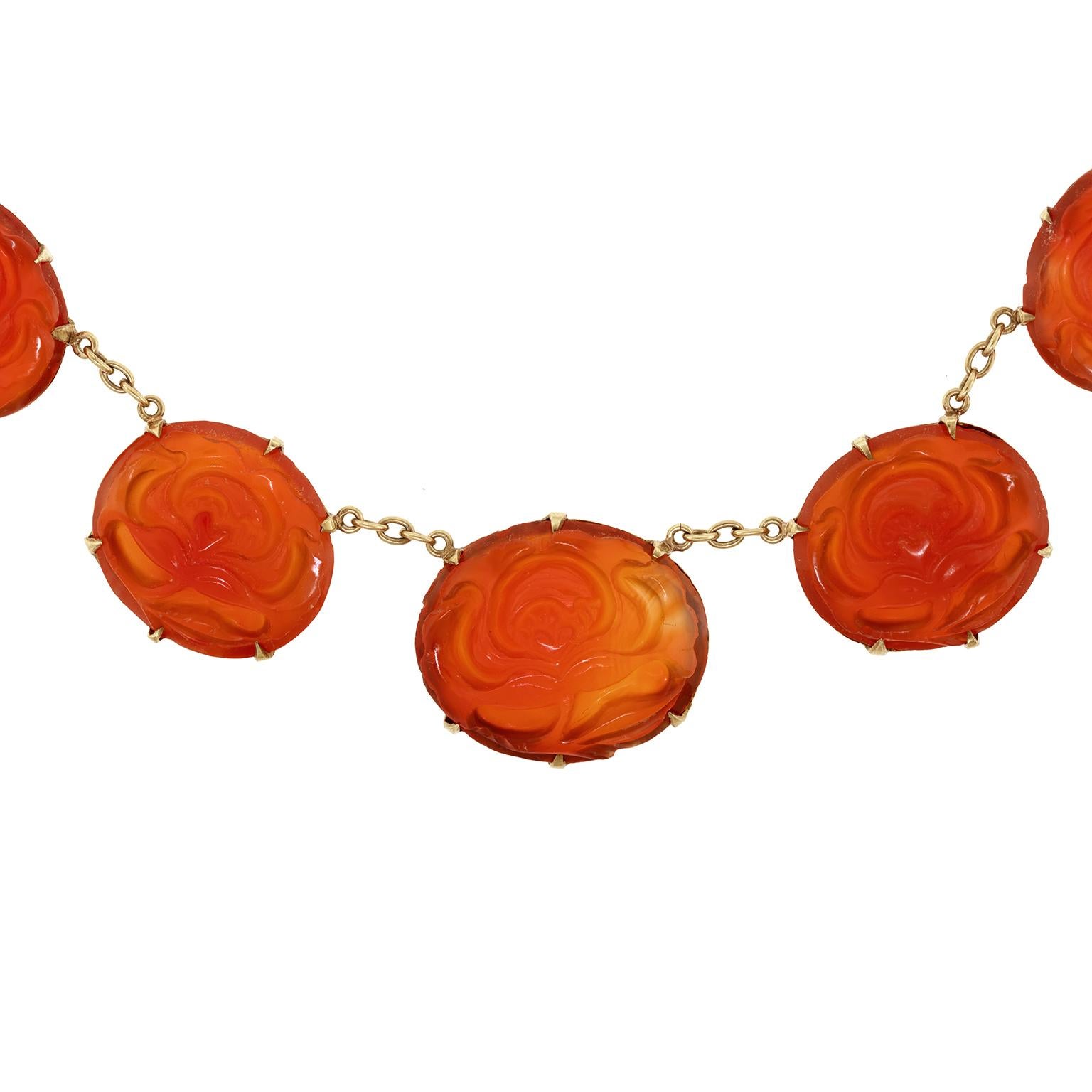 Carved Carnelian Necklace For Sale 3