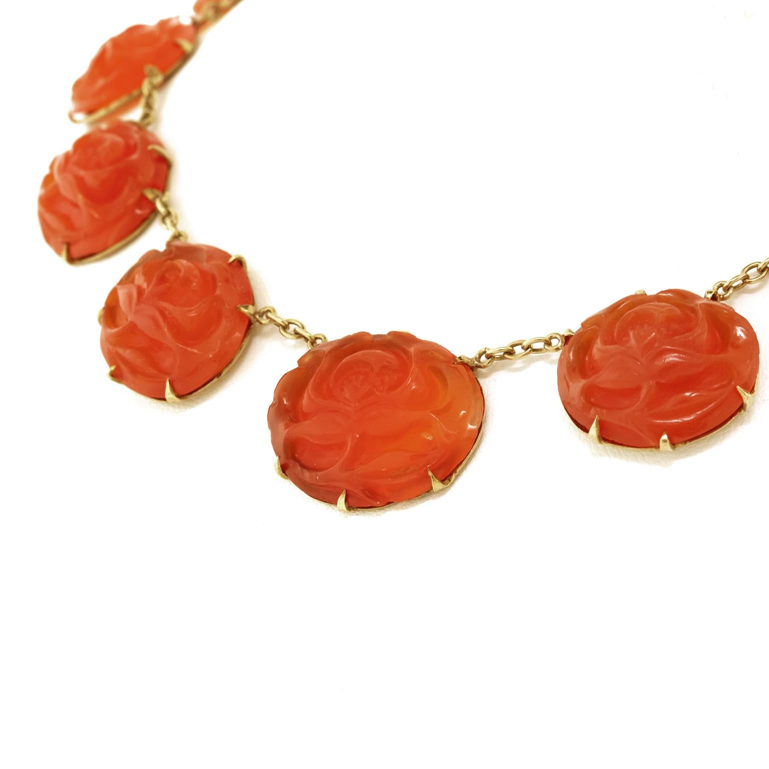 Carved Carnelian Necklace For Sale 4