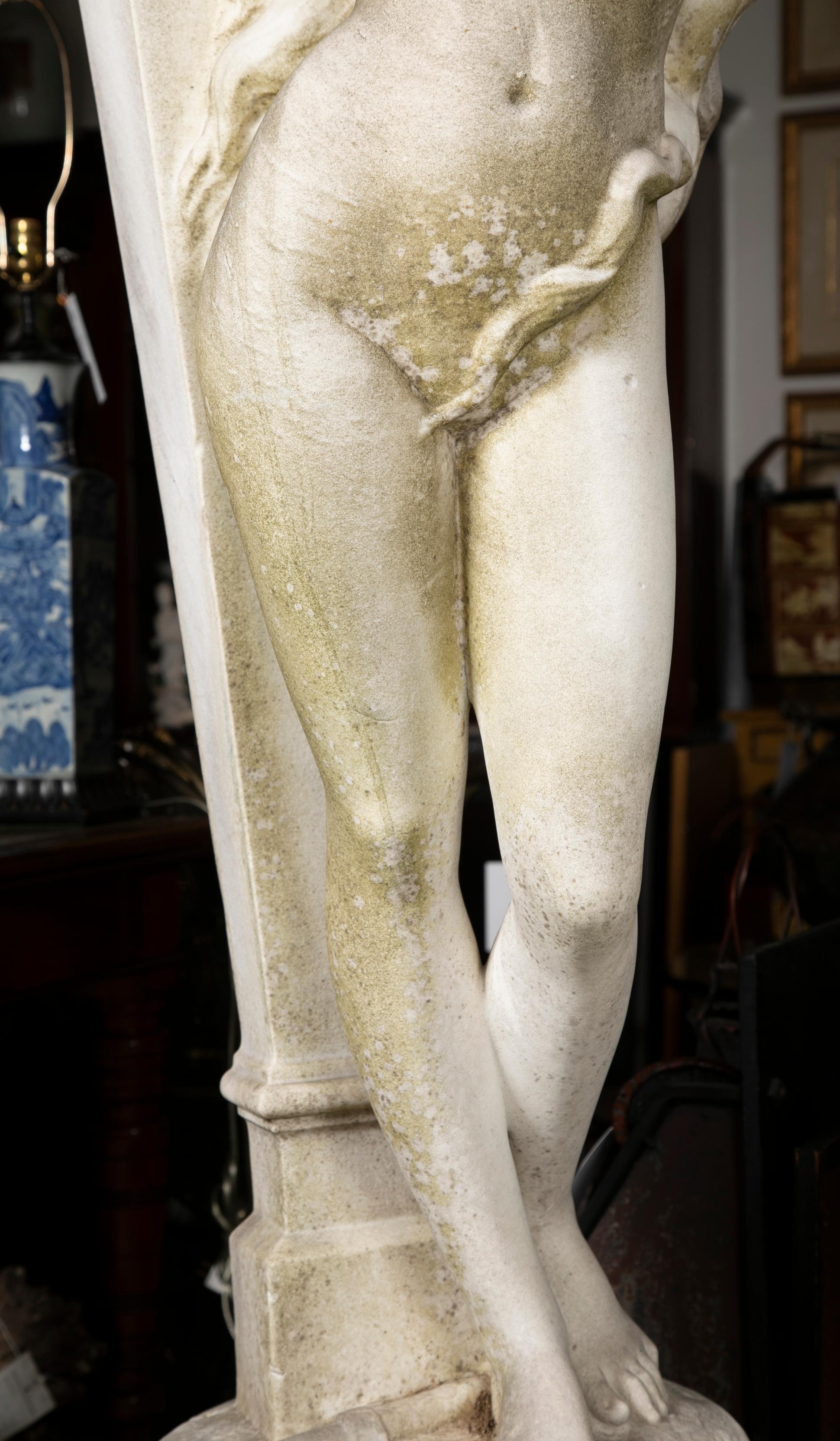 Italian Carved Carrara Marble Statue of a Satyr & Maiden