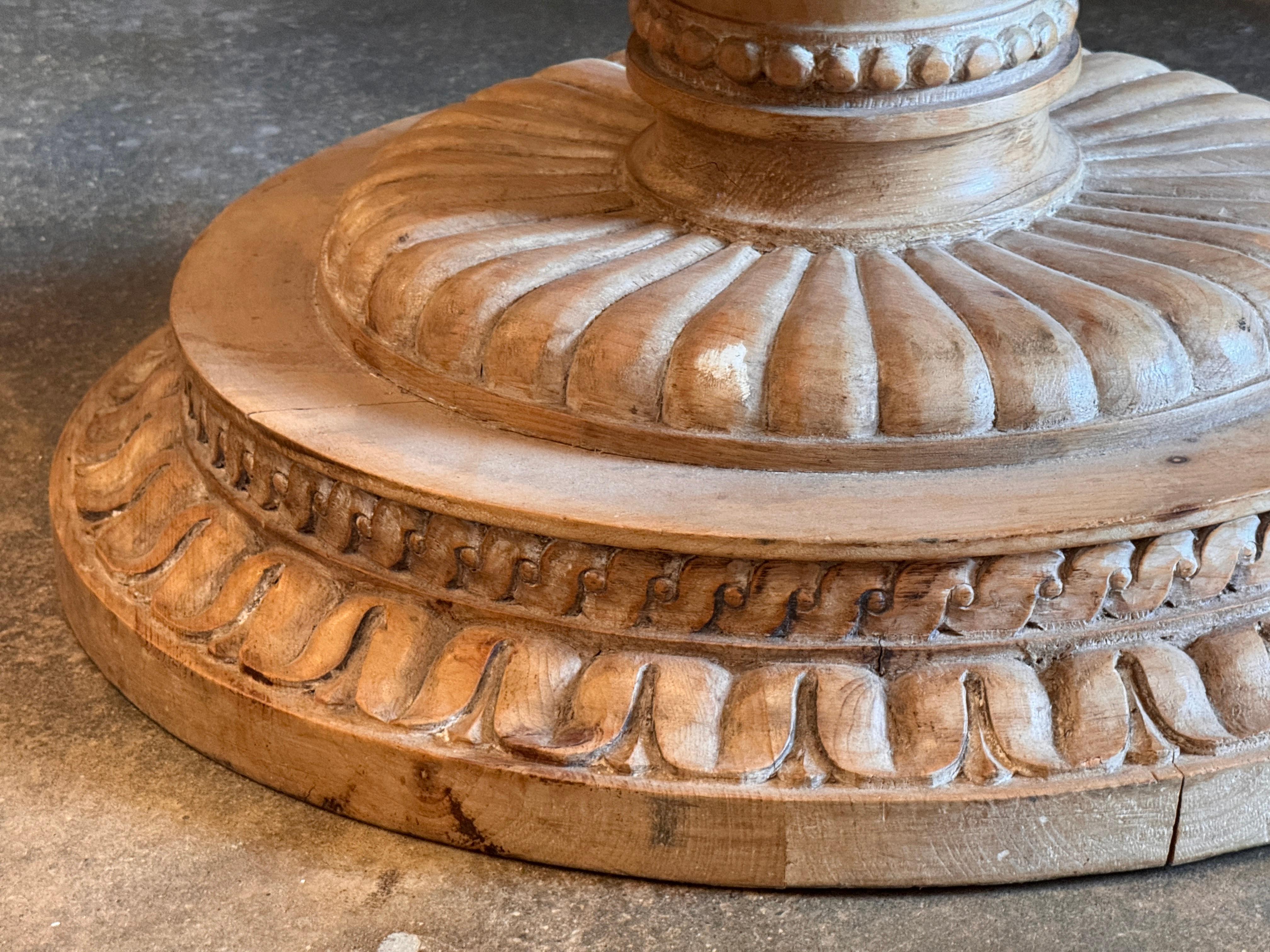 Carved Center Table With Marble Top For Sale 3