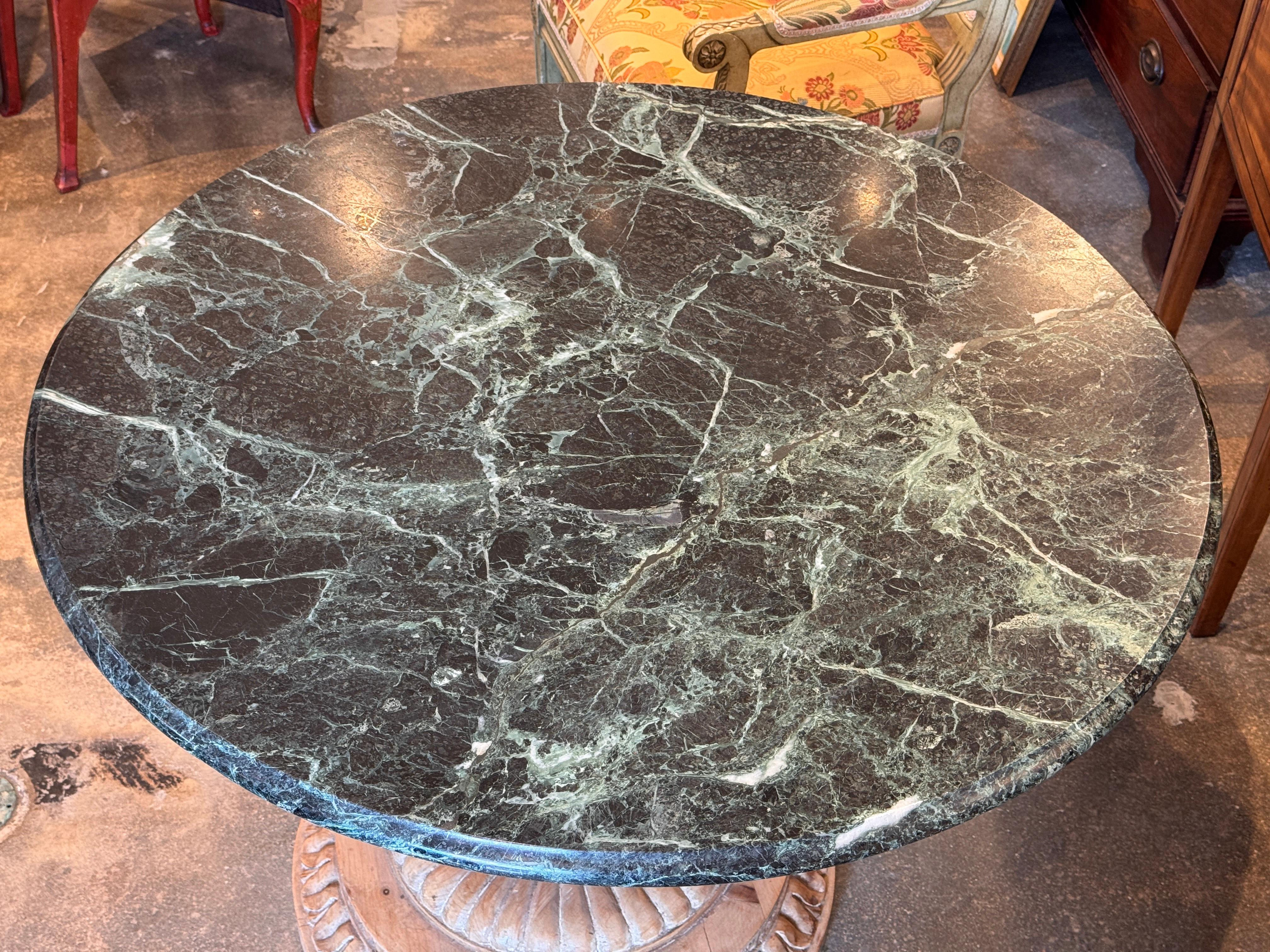 Carved Center Table With Marble Top For Sale 4