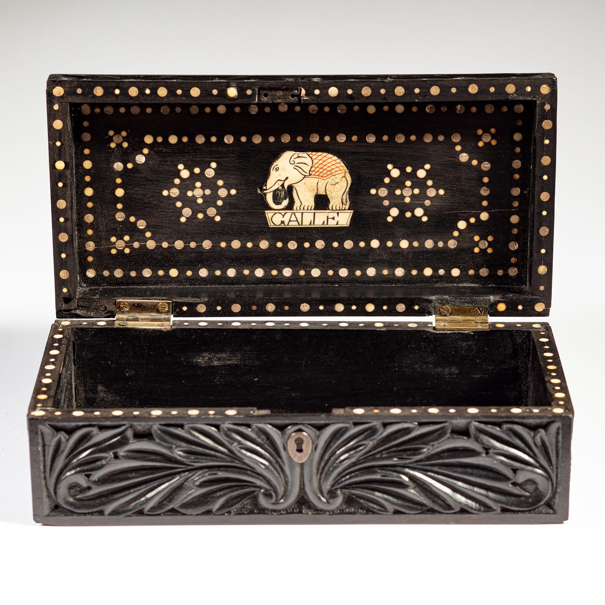 Carved Ceylonese Ebony Box For Sale 2