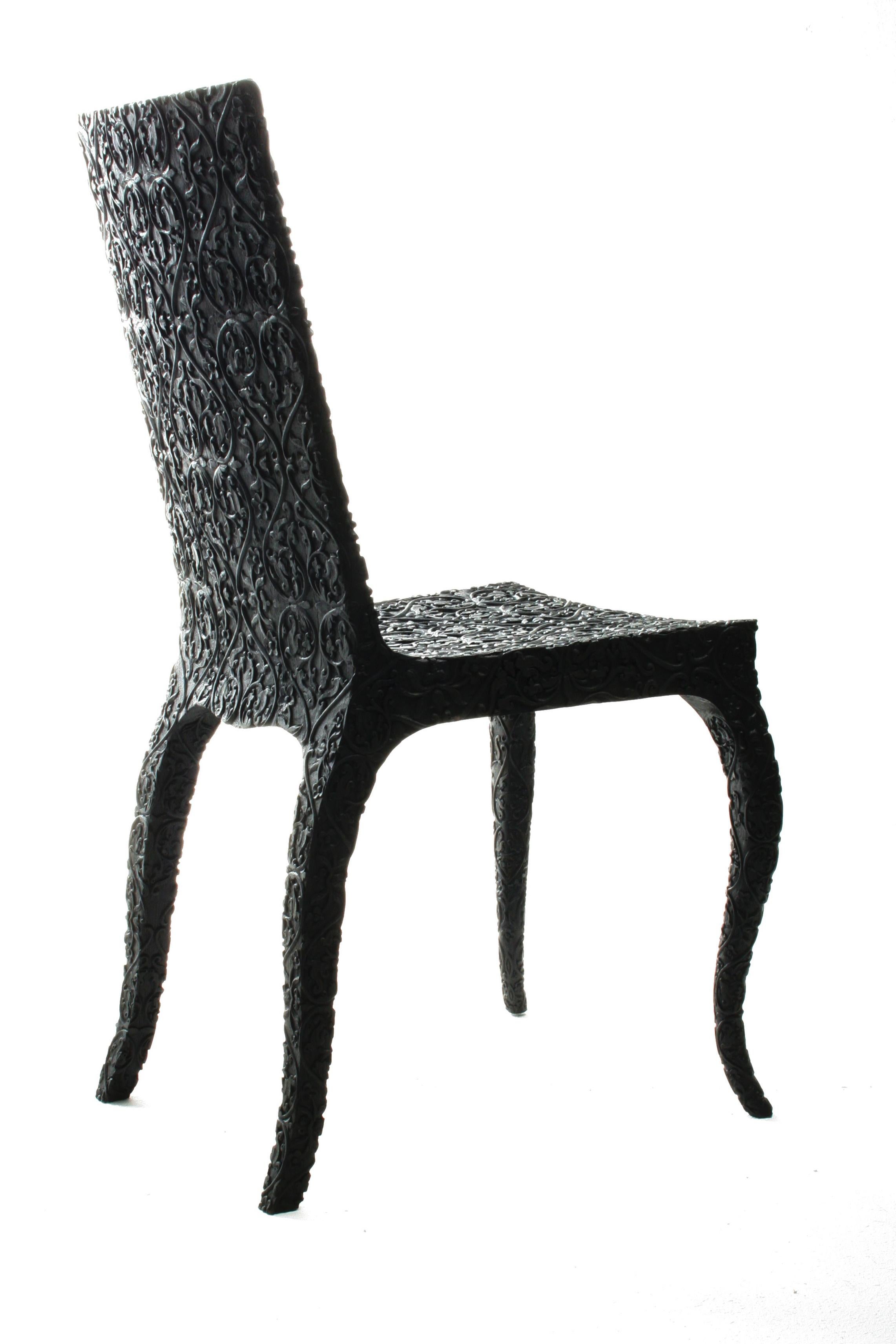 Indian Carved Chair, by Marcel Wanders, Hand-Carved Chair, 2008, Black, Limited For Sale