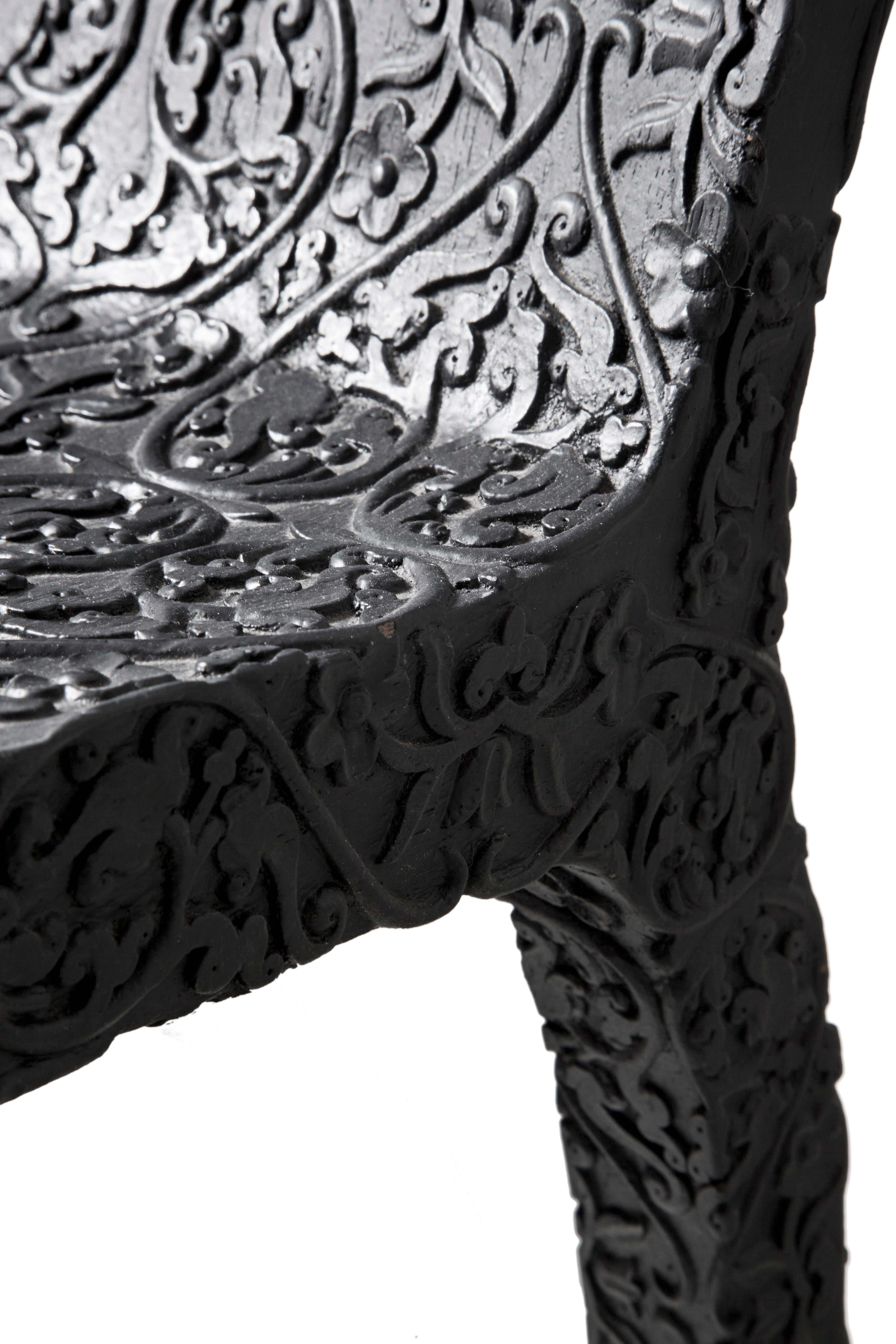 Contemporary Carved Chair, by Marcel Wanders, Hand-Carved Chair, 2008, Black, Limited For Sale