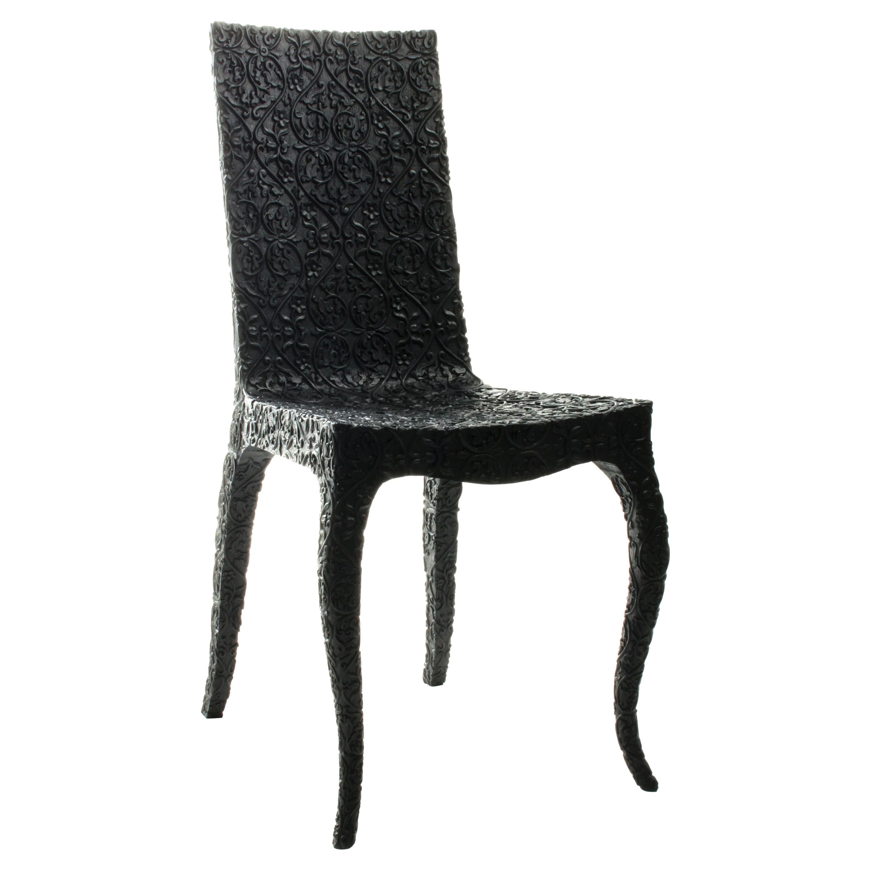 Geschnitzter Stuhl, von Marcel Wanders, handgeschnitzter Stuhl, 2008, schwarz, limitiert