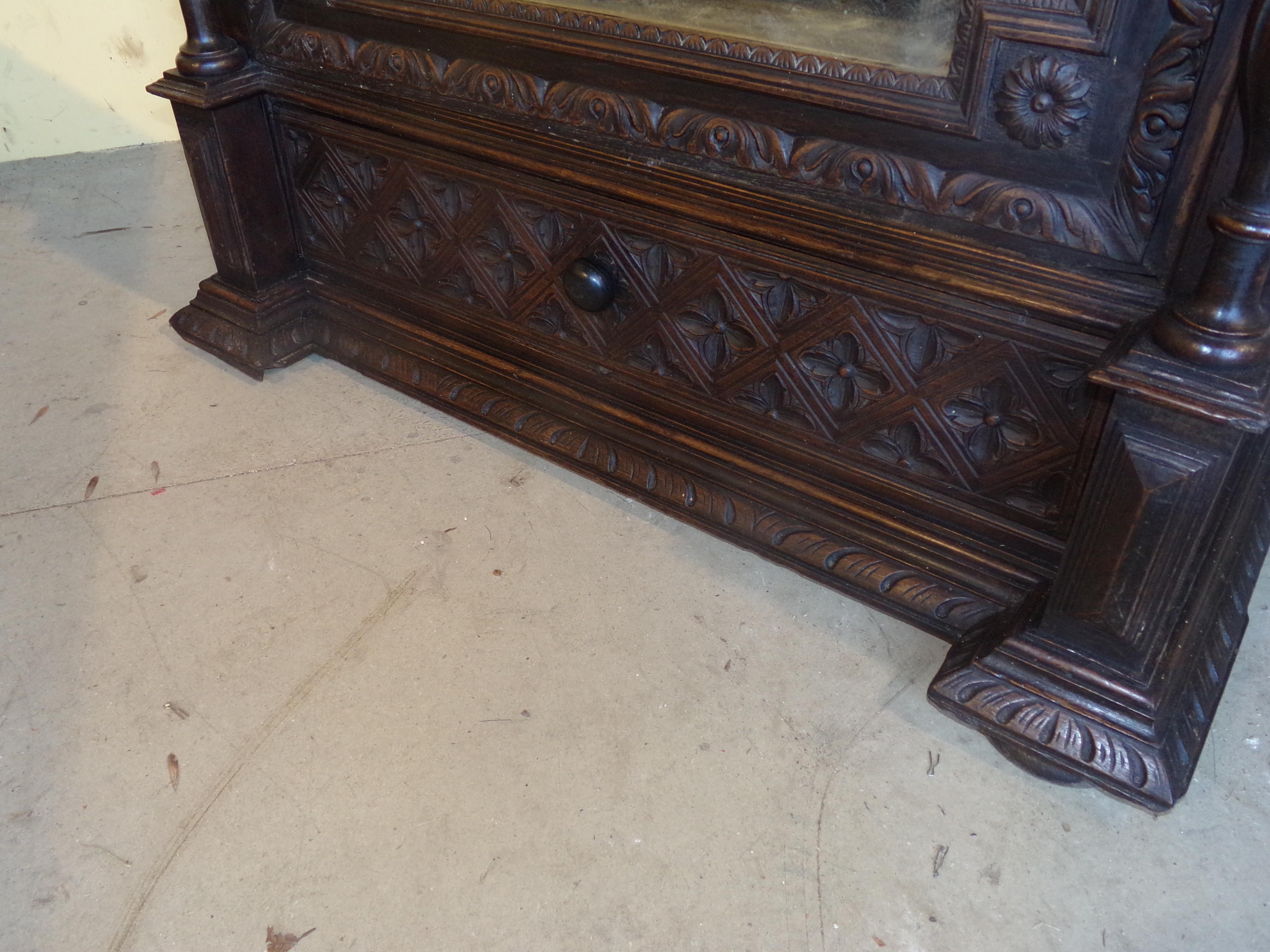 French Carved Chateau Armoire Louis XVI Style, circa 1870 For Sale