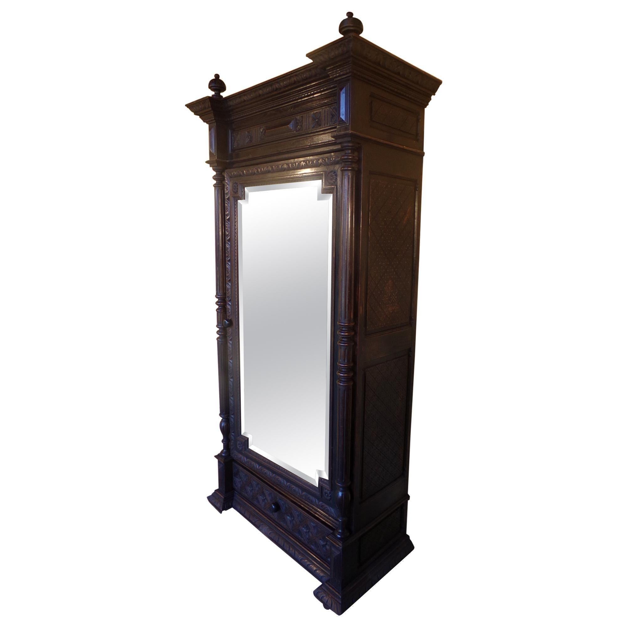 Carved Chateau Armoire Louis XVI Style, circa 1870 For Sale