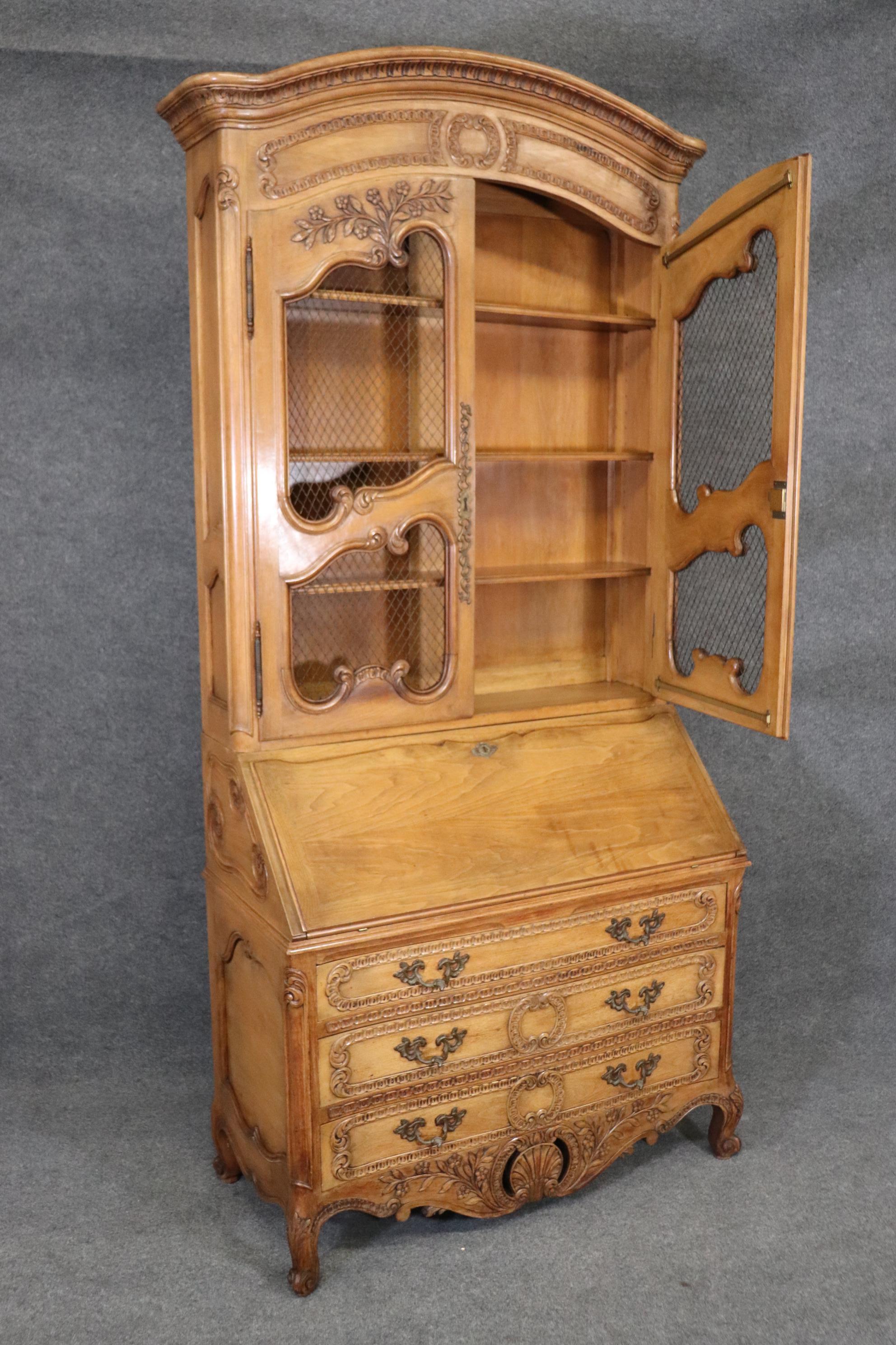 Carved Cherry Grand Scale French Louis XV Auffray Style Secretary Desk 7