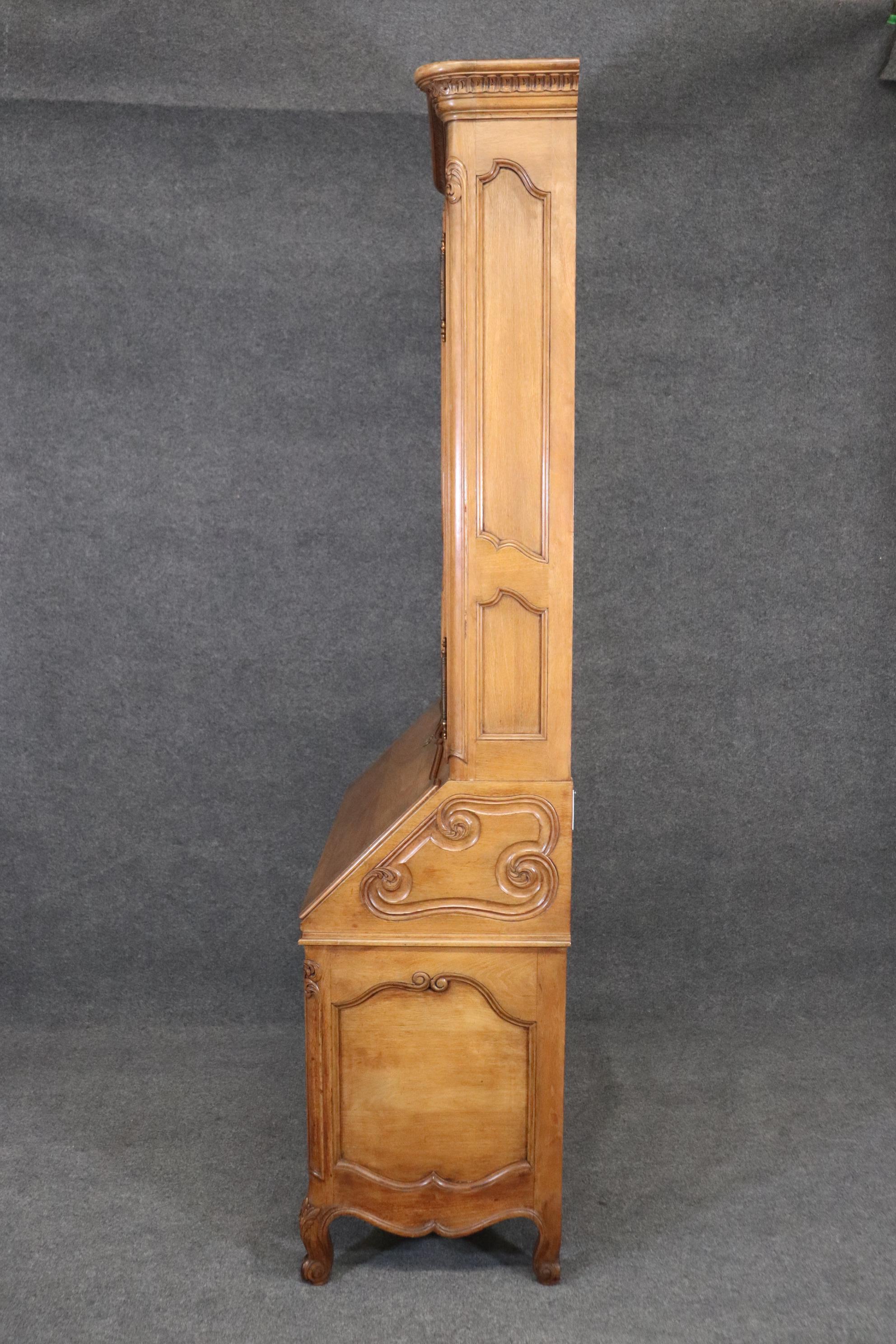 Mid-20th Century Carved Cherry Grand Scale French Louis XV Auffray Style Secretary Desk