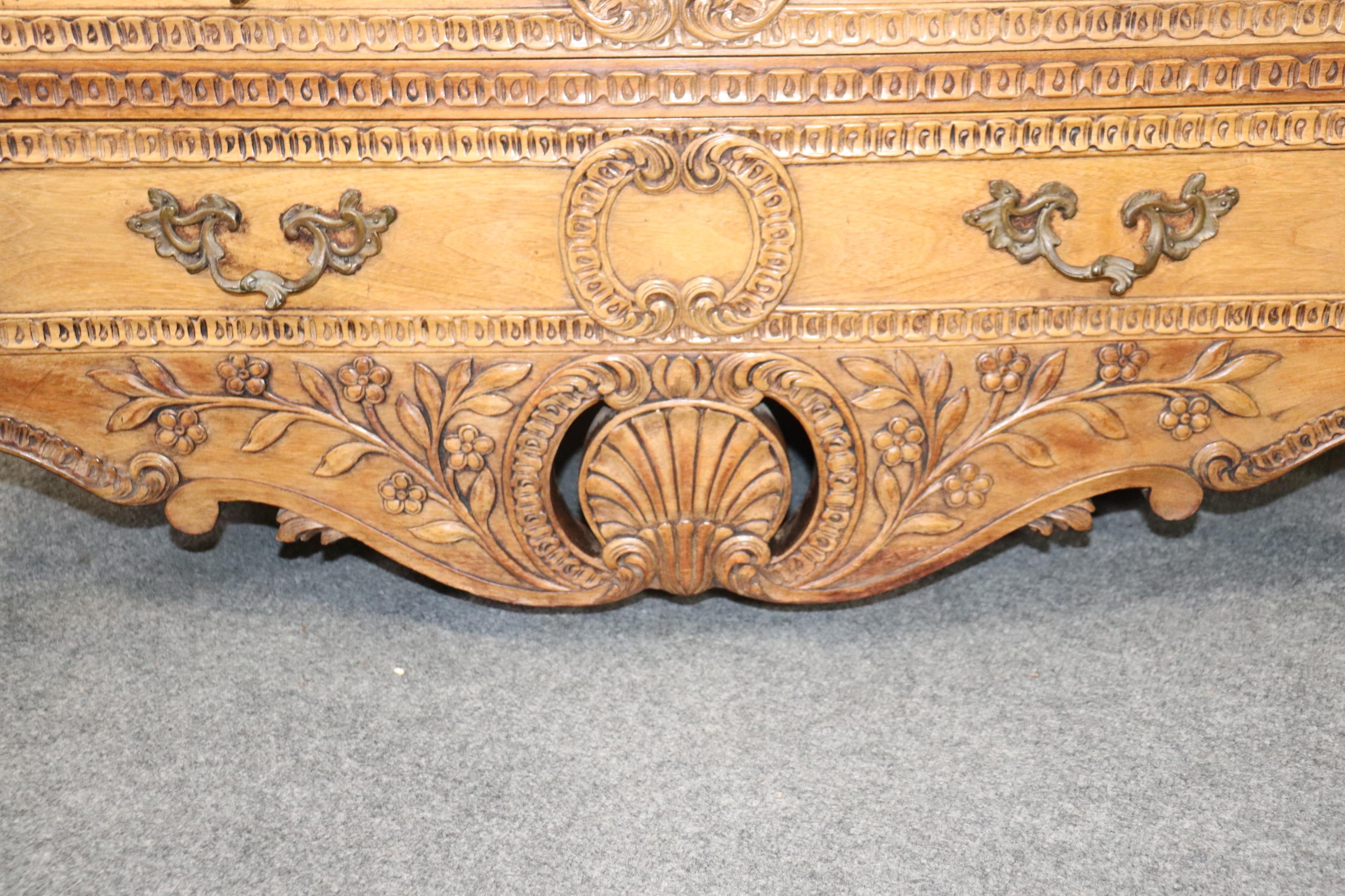 Carved Cherry Grand Scale French Louis XV Auffray Style Secretary Desk 2