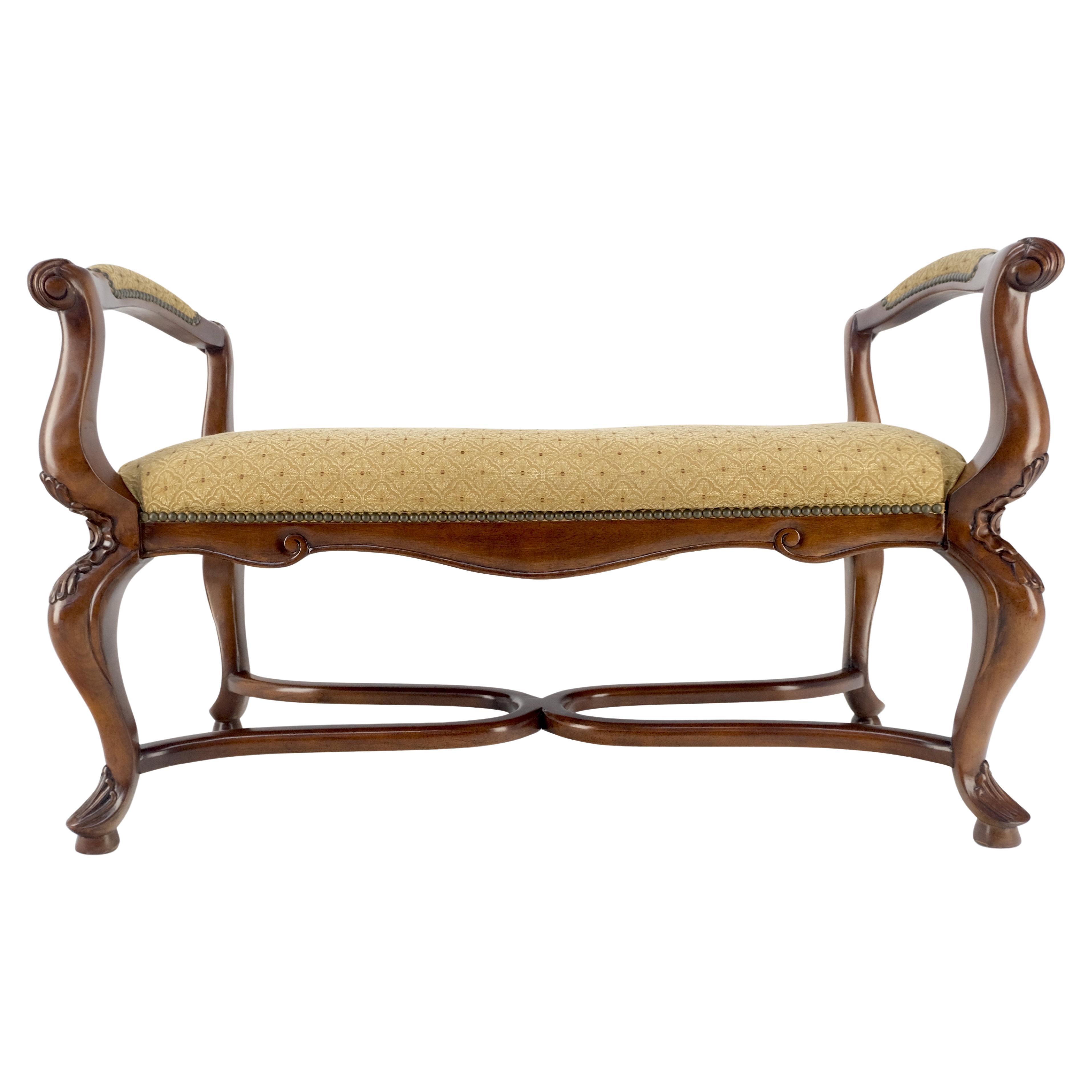 Carved Cherry Queen Ann Style Decorative Window Bench With Arms MINT