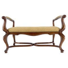 Carved Cherry Queen Ann Style Decorative Window Bench With Arms MINT