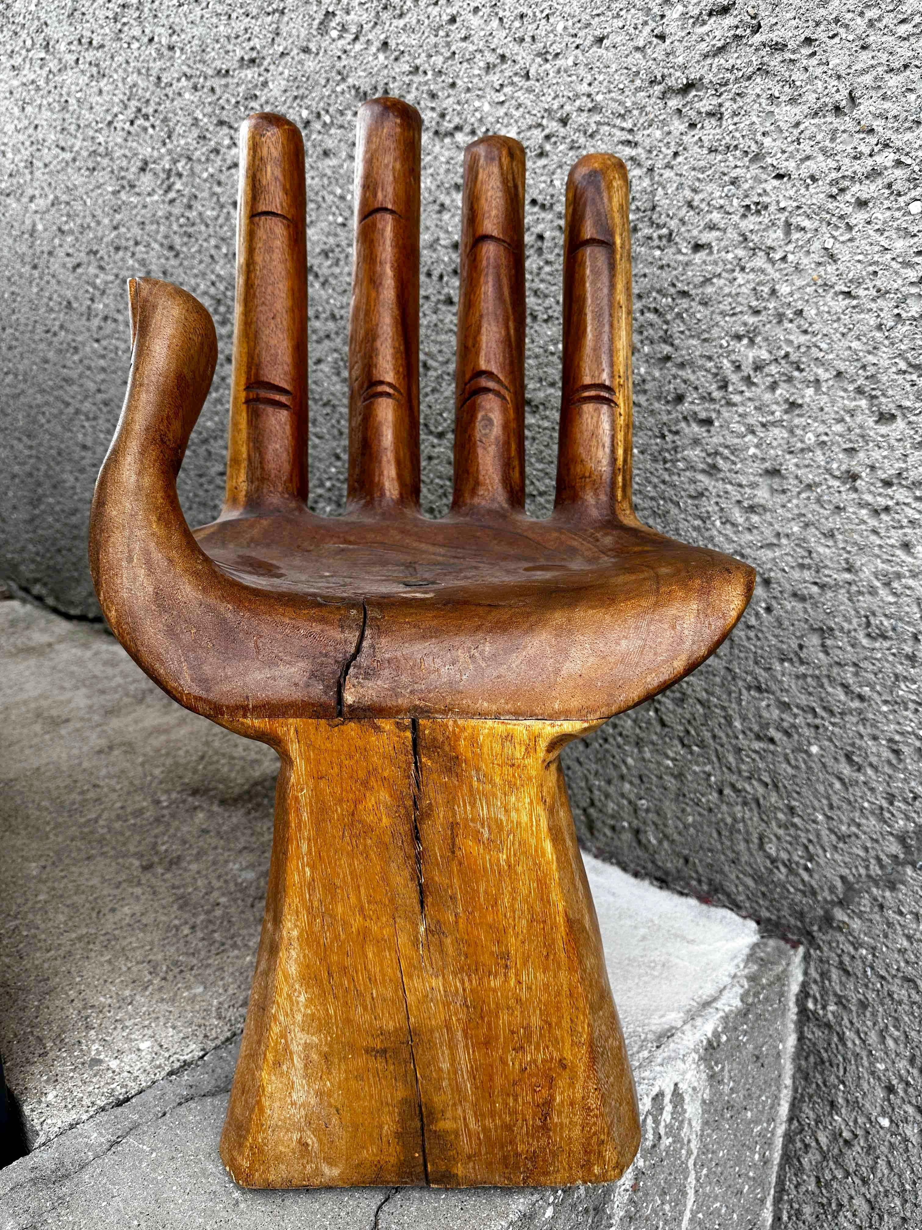 Carved Hand Chair Style of Pedro Friedeberg, circa 1970s For Sale 1