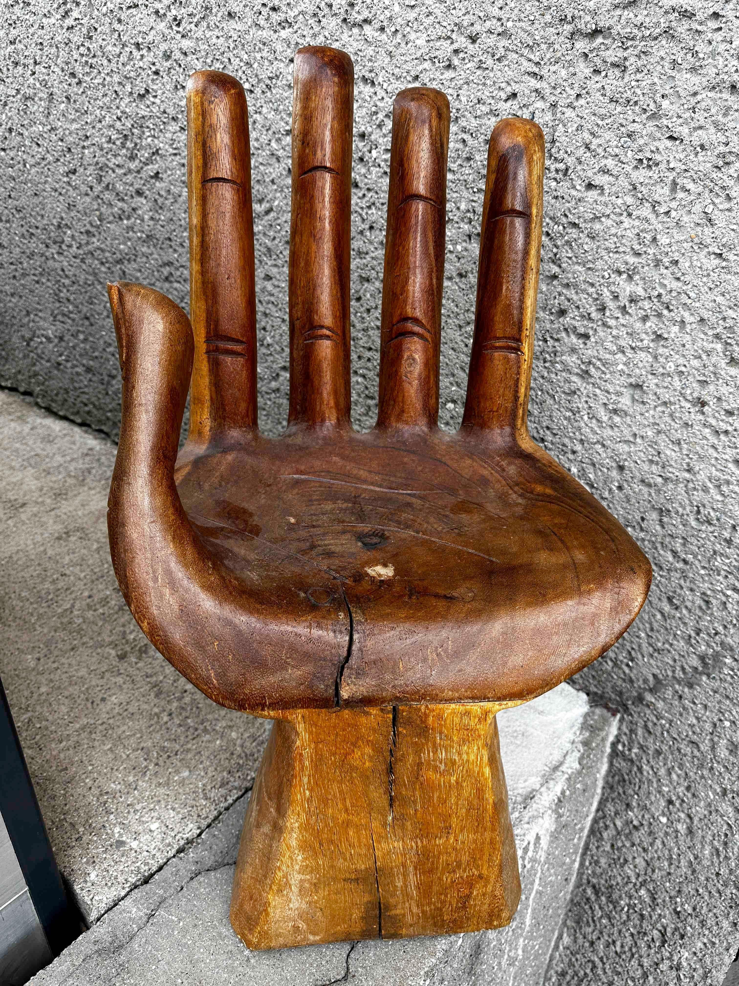 Carved Hand Chair Style of Pedro Friedeberg, circa 1970s For Sale 2
