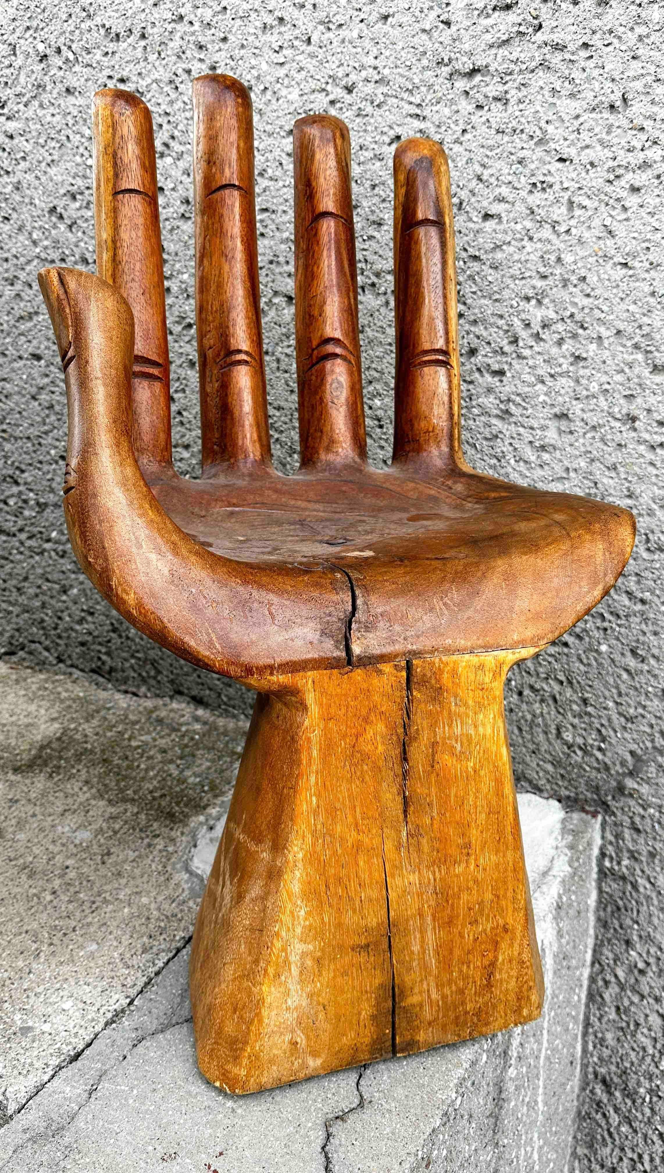 Carved Hand Chair Style of Pedro Friedeberg, circa 1970s For Sale 3