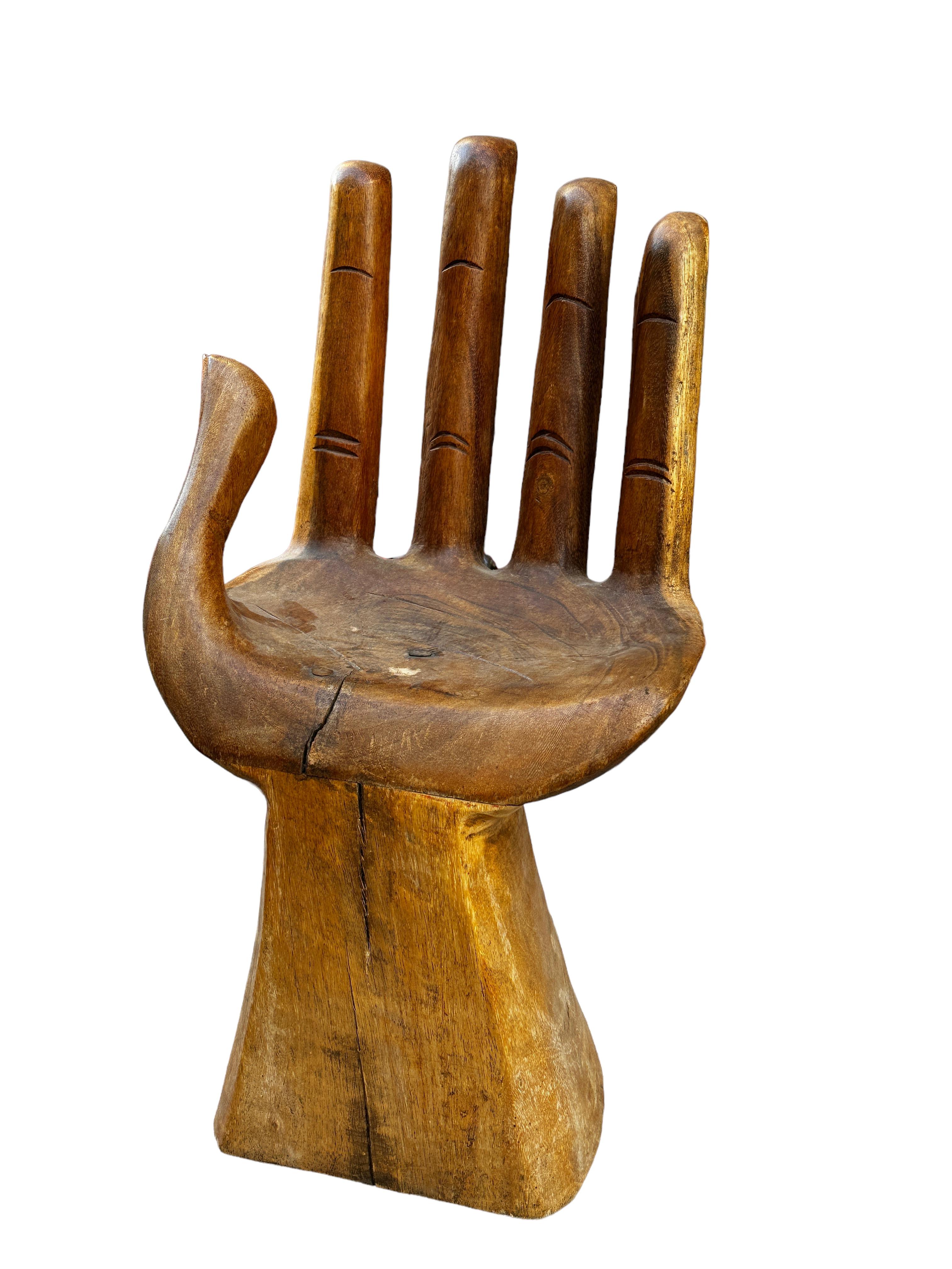 Late 20th Century Carved Hand Chair Style of Pedro Friedeberg, circa 1970s For Sale