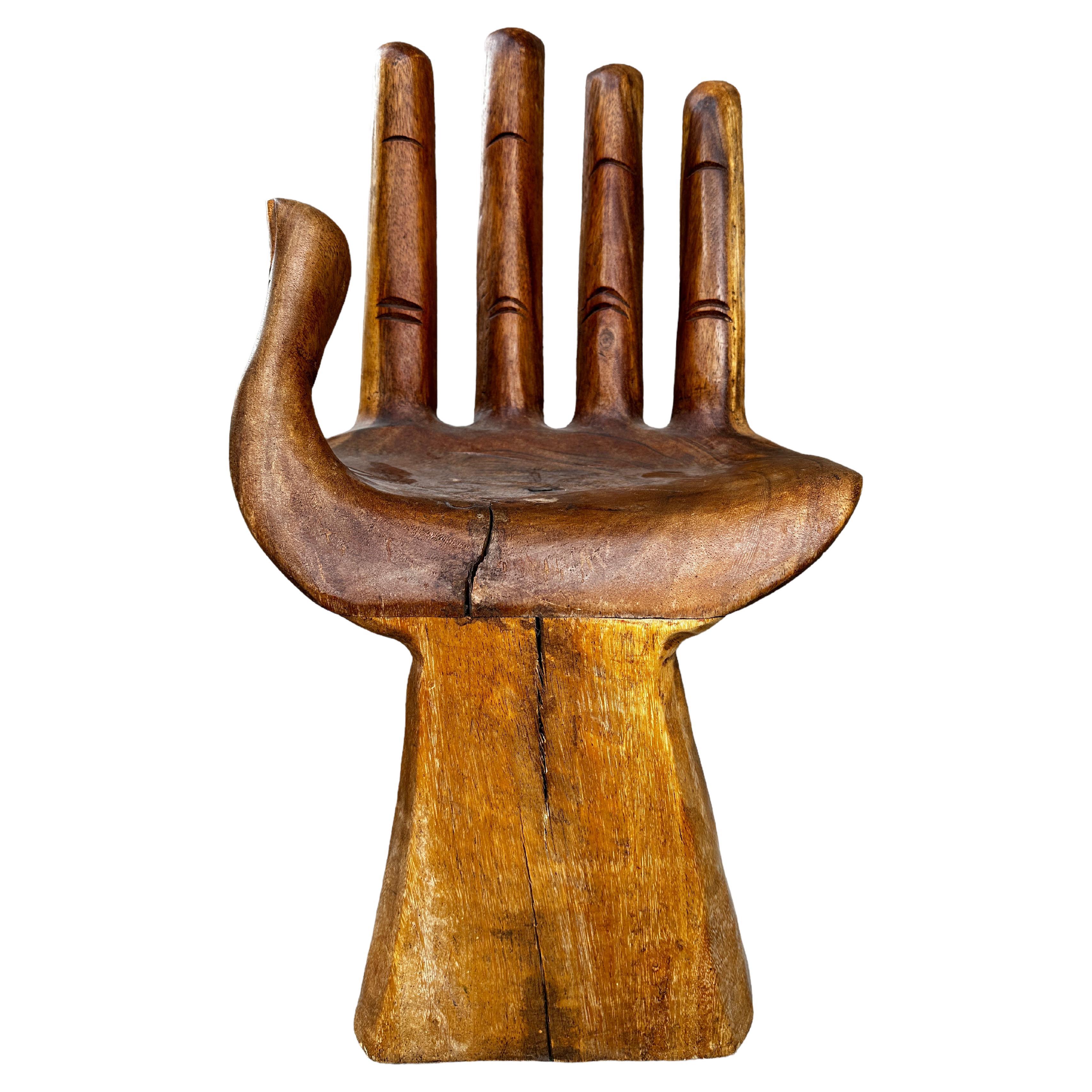 Carved Hand Chair Style of Pedro Friedeberg, circa 1970s