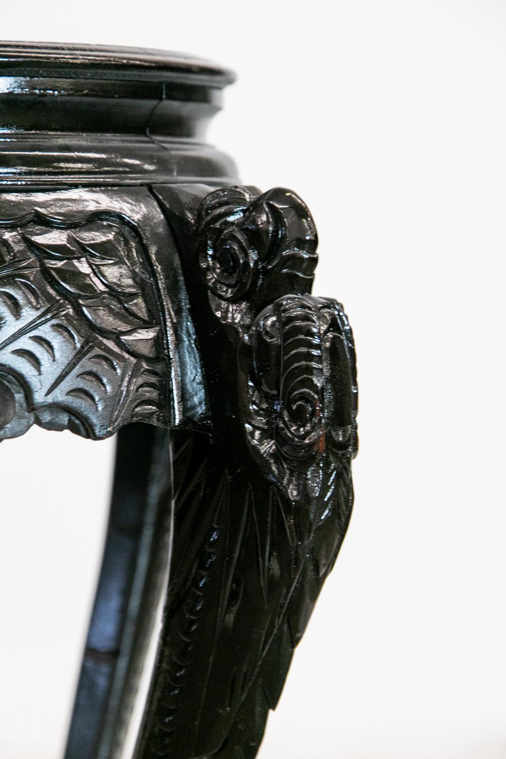 Early 20th Century Carved Chinese Black Lacquer Stand