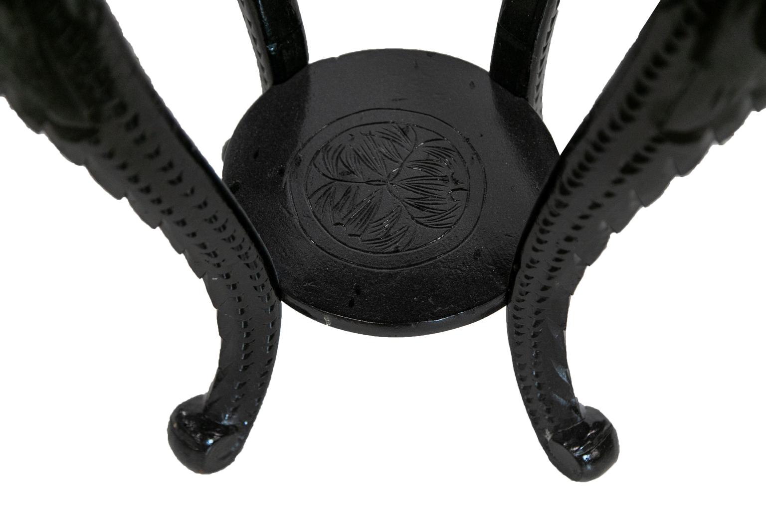 Carved Chinese Black Lacquer Stand 1