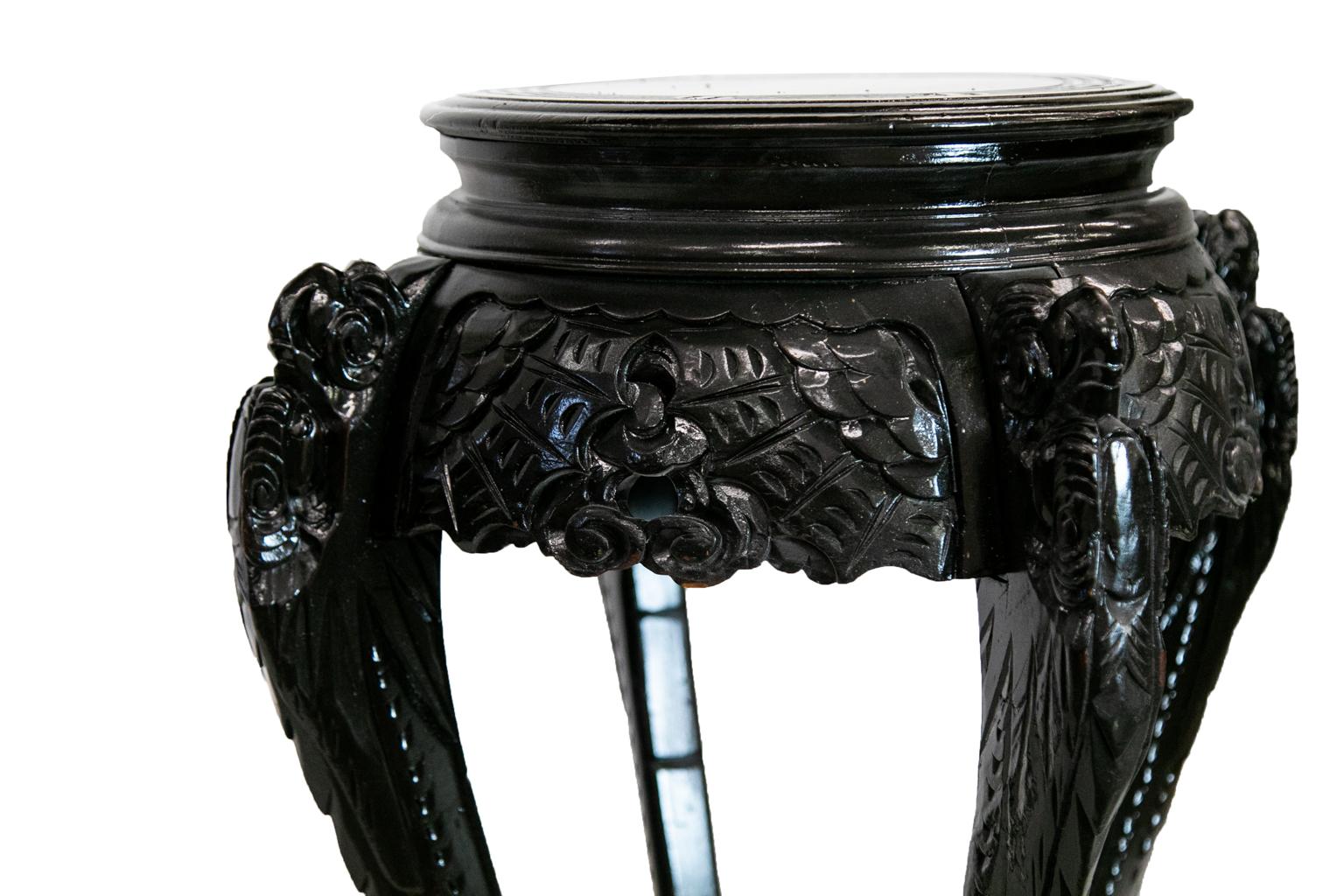 Carved Chinese Black Lacquer Stand 3