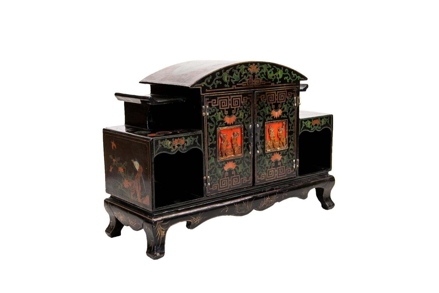 Wood Carved Chinese Cabinet For Sale