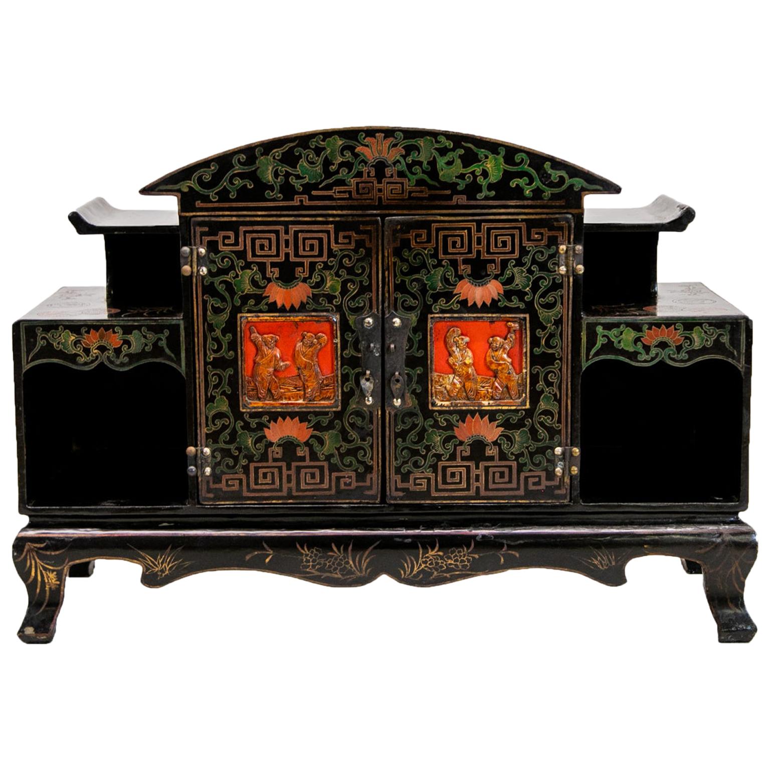 Carved Chinese Cabinet For Sale