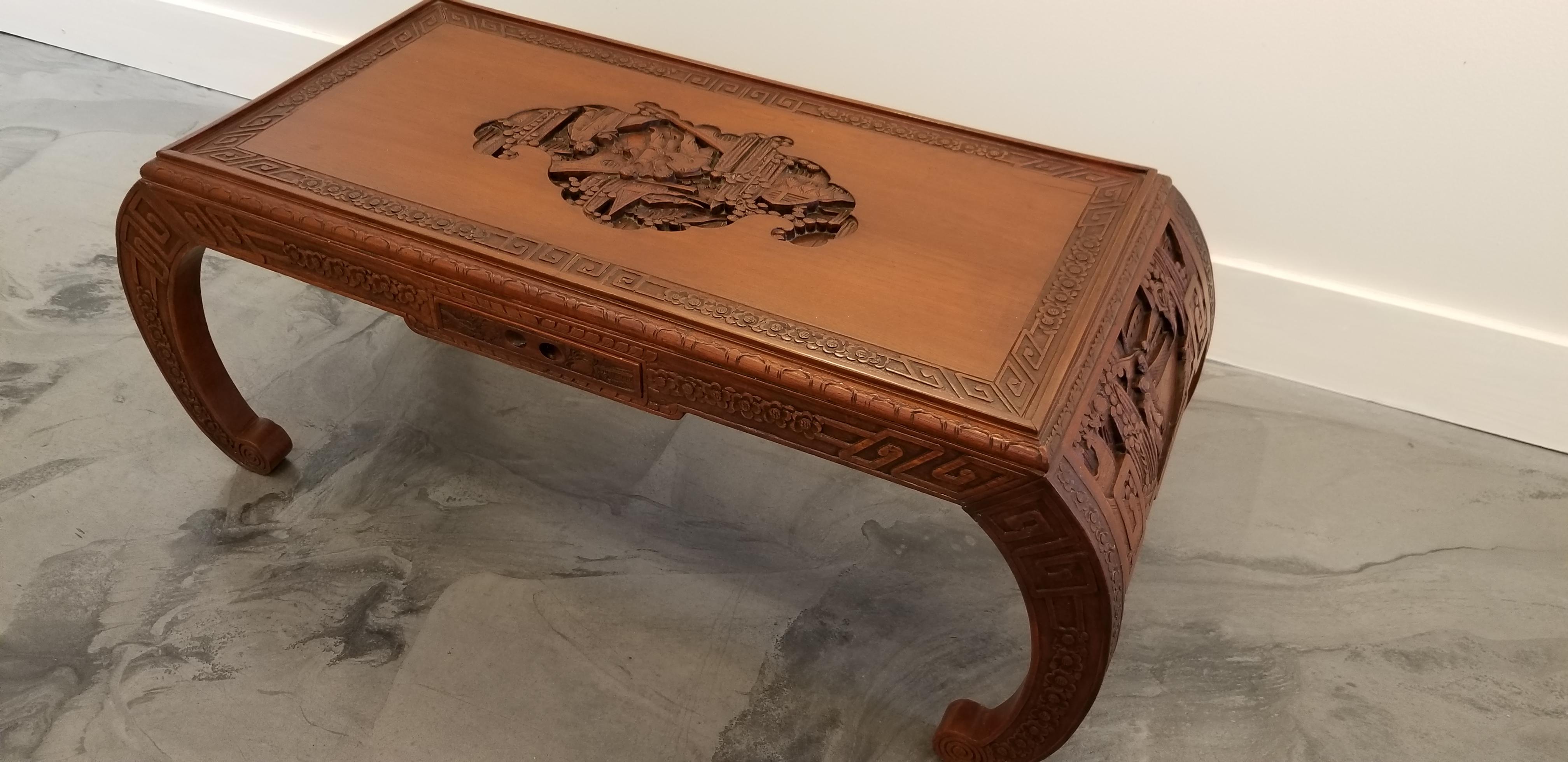 antique chinese carved coffee table