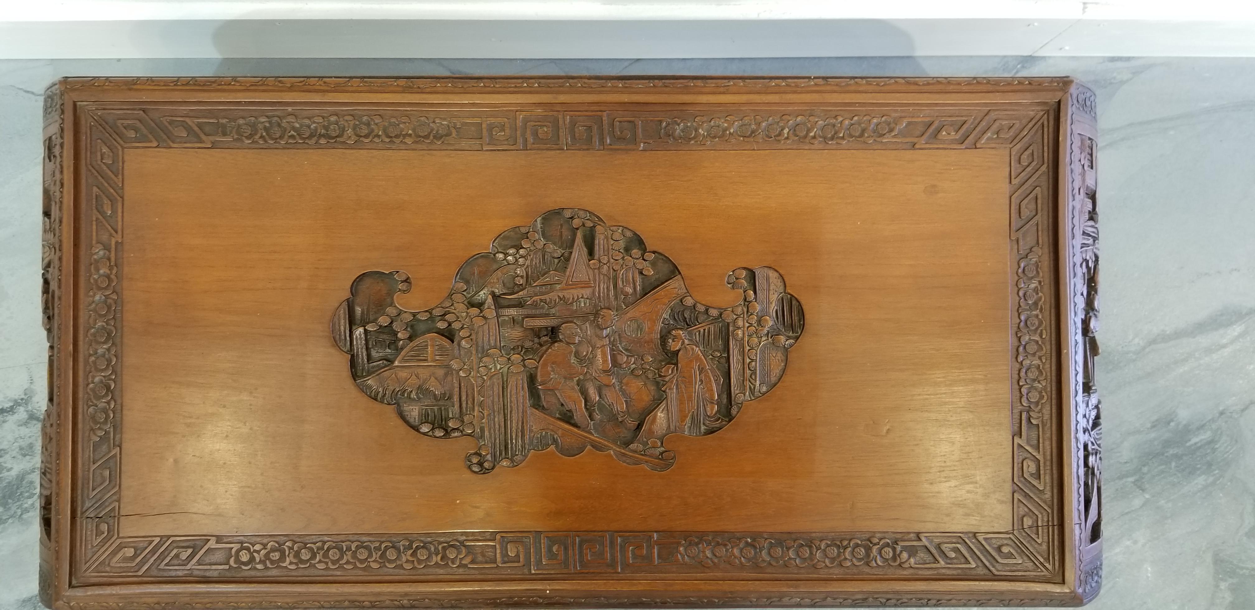 Hardwood Carved Chinese Coffee Table For Sale