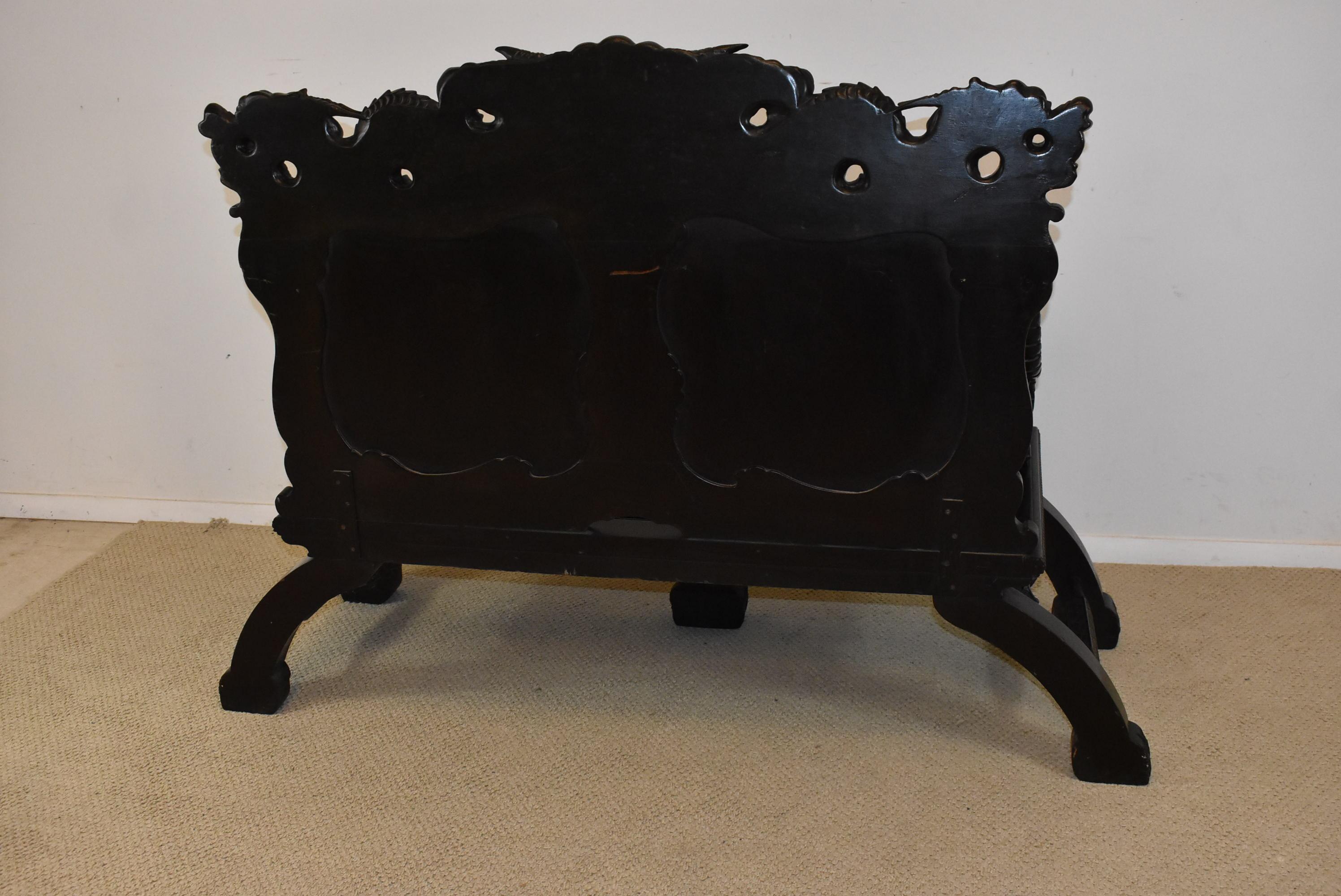 Unknown Carved Chinese Dragon Head Bench For Sale