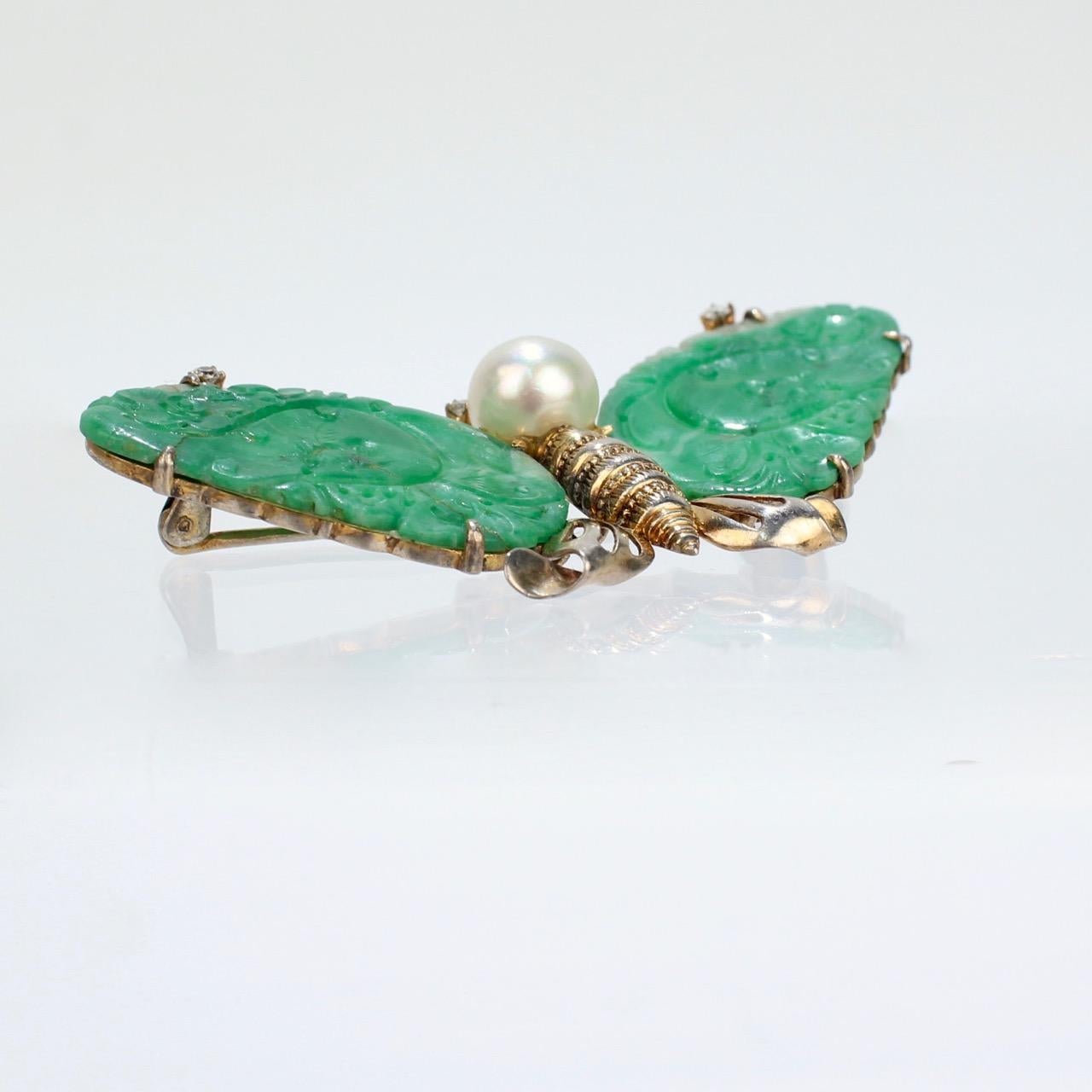 jade butterfly brooch