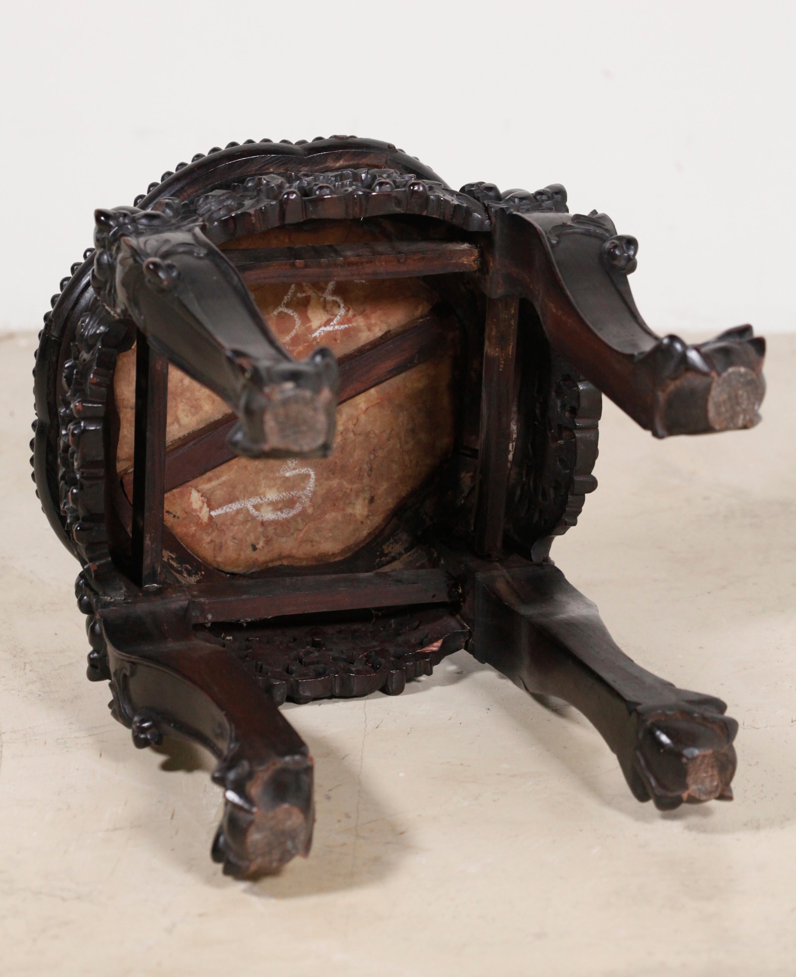 19th Century carved Chinese lobed hardwood stand, 19th c. For Sale