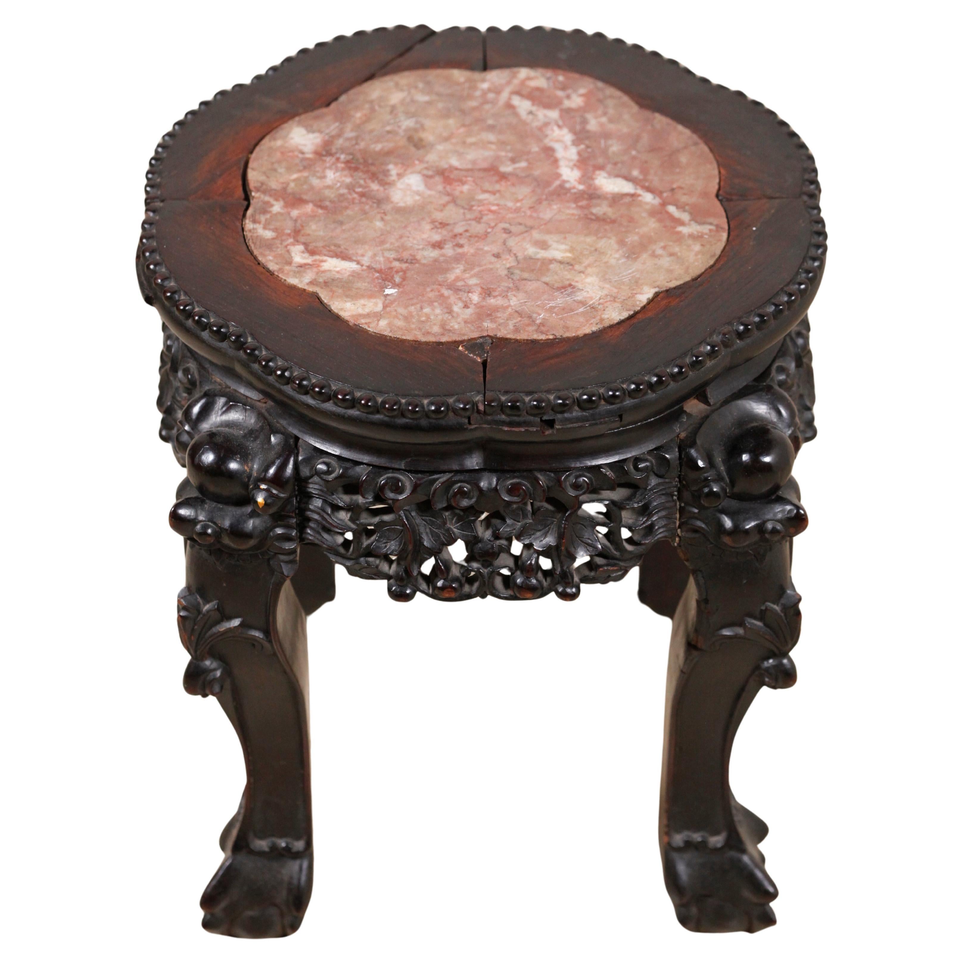 carved Chinese lobed hardwood stand, 19th c. For Sale