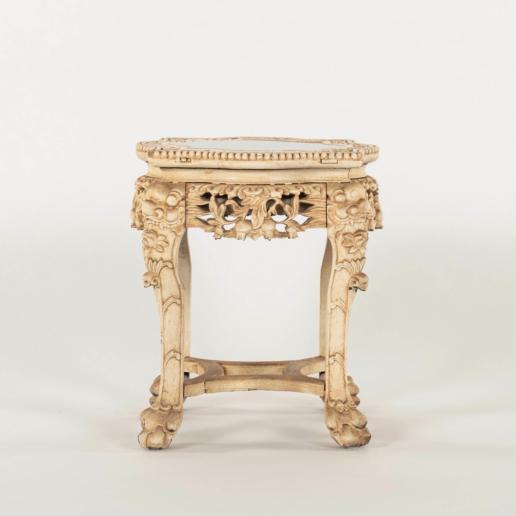 Painted Carved Chinese Occasional Table For Sale