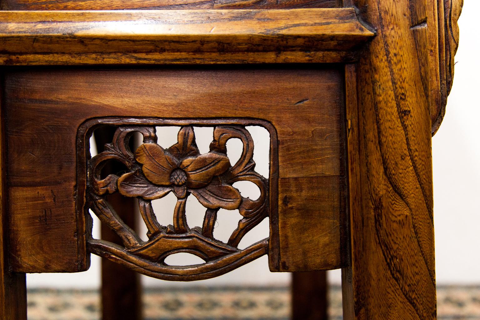 Carved Chinese One Drawer Side Table 1