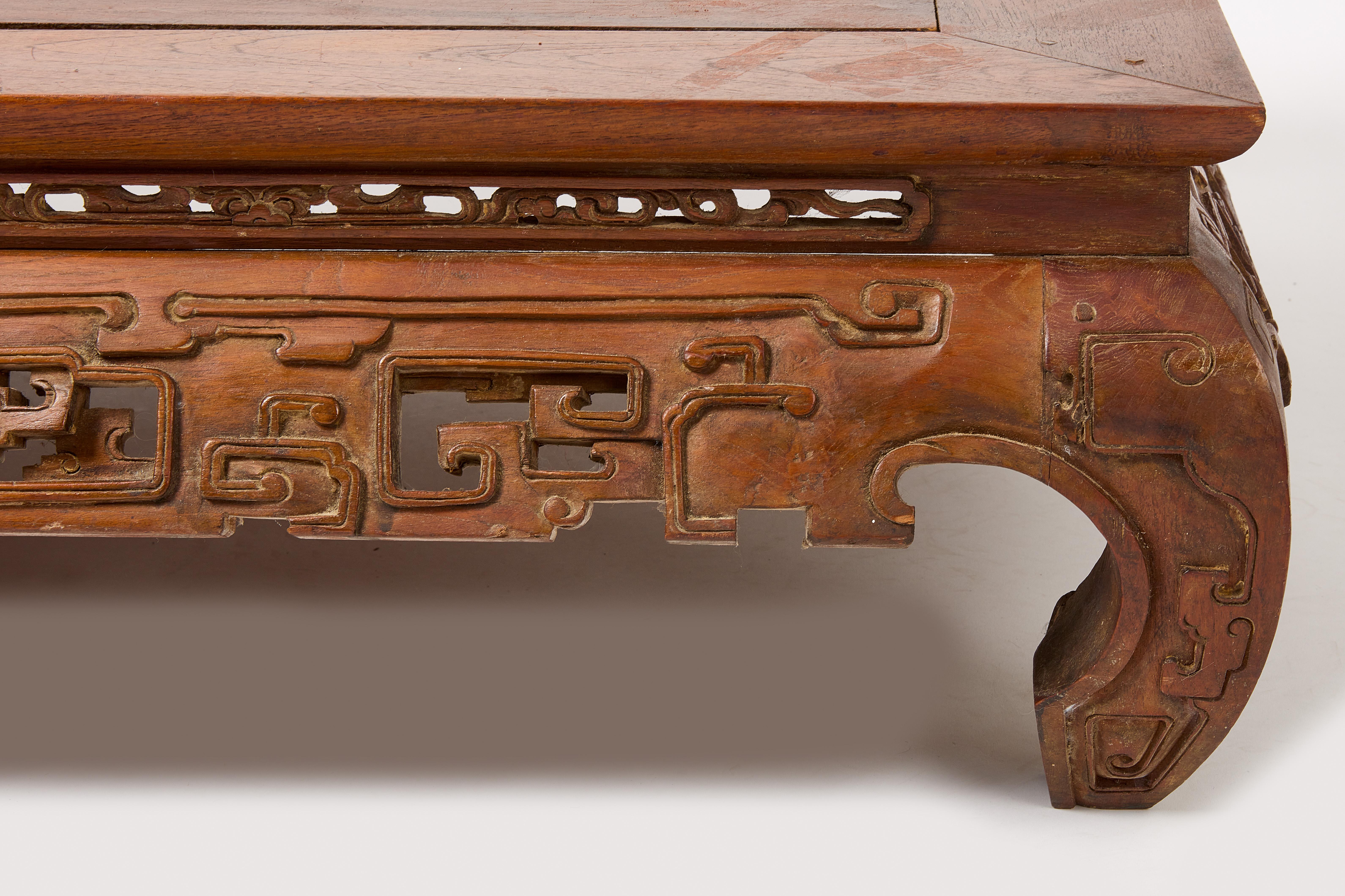 Carved Chinese Platform Bed. Beautifully hand carved wood. Chinese, circa 1900.