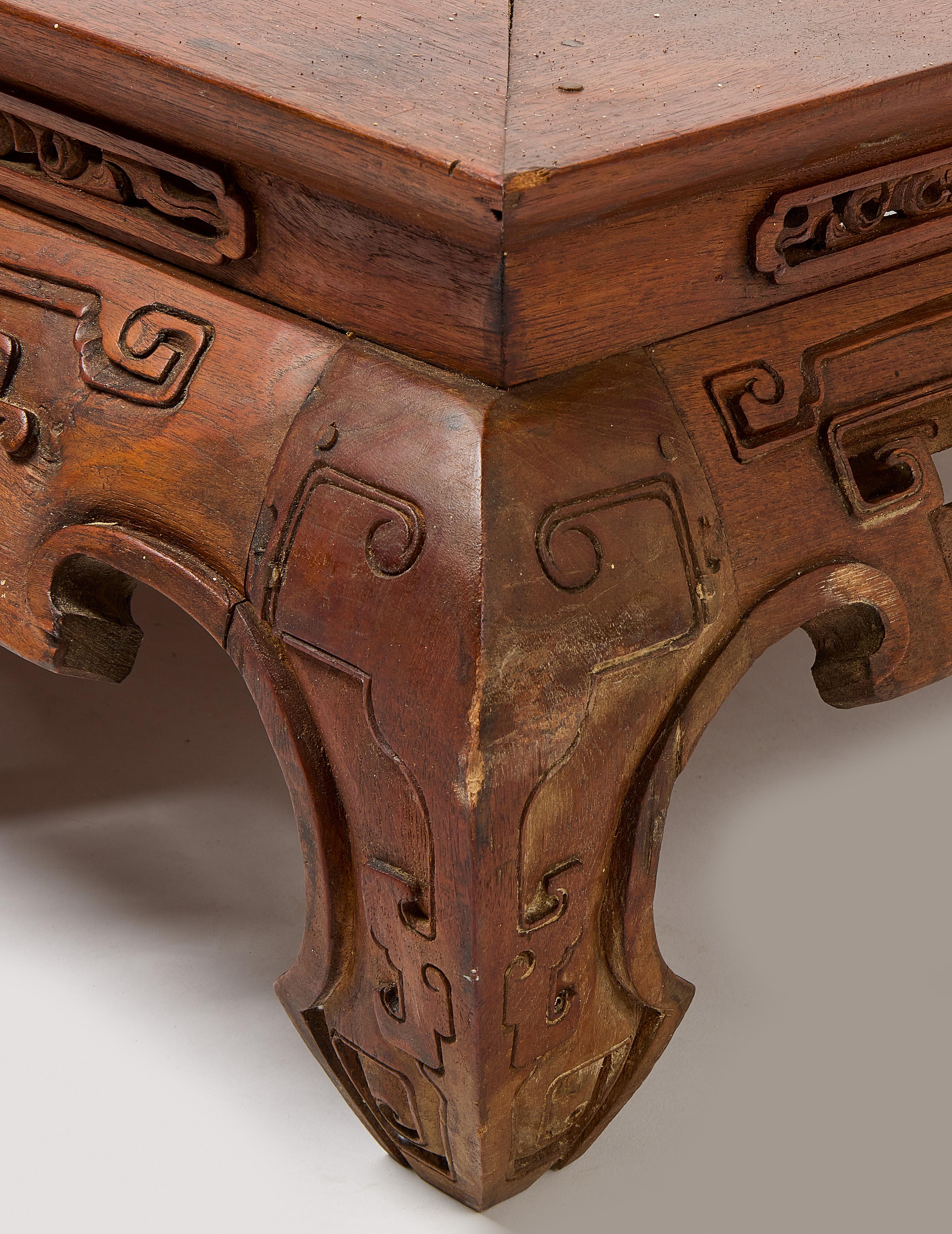 Chinese Chippendale Carved Chinese Platform Bed For Sale