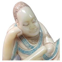 Carved Chinese Qing Soapstone Arhat Figure